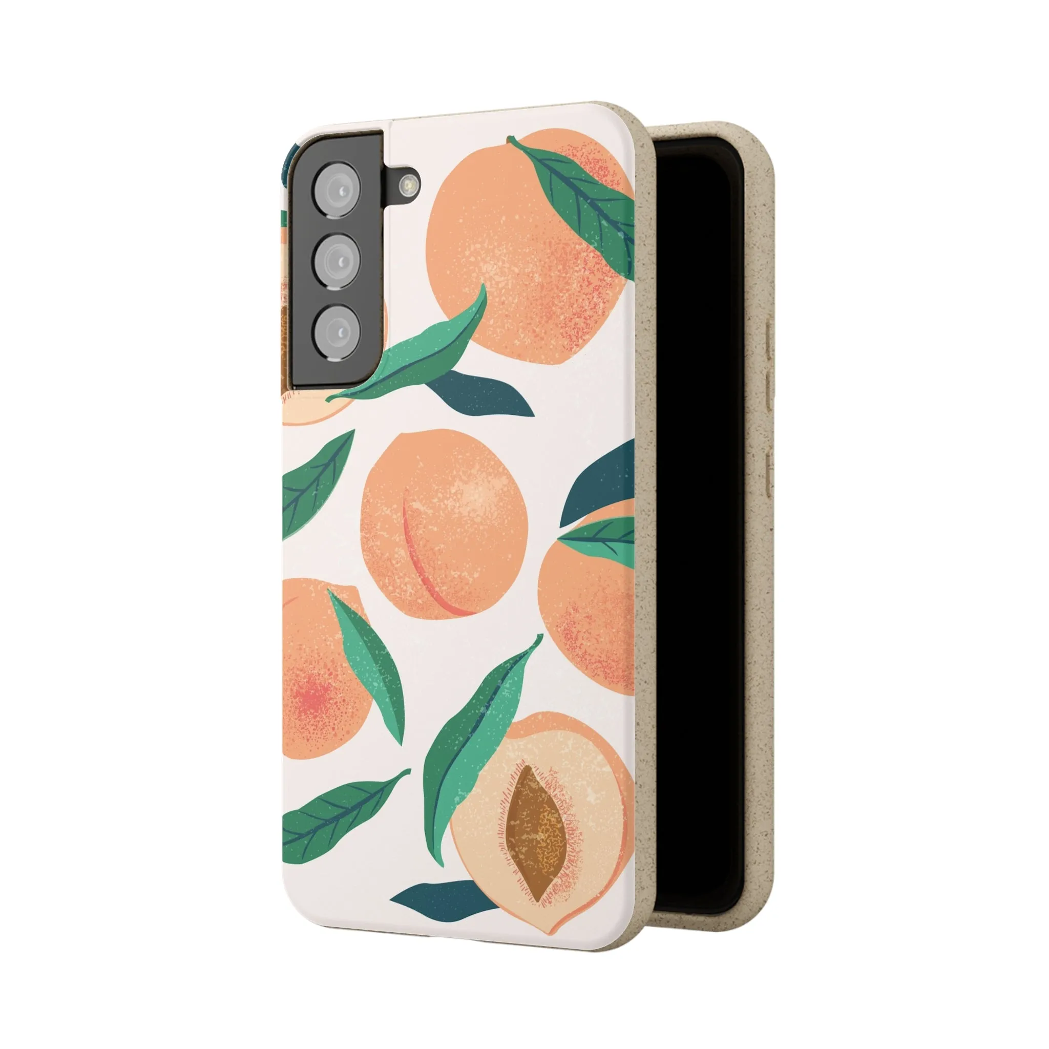 Peaches iPhone 13 12 11 Pro Case, Fruit Compostable Vegan Biodegradable Plant Samsung Galaxy S20 S22 Ultra Eco Friendly Cell Phone