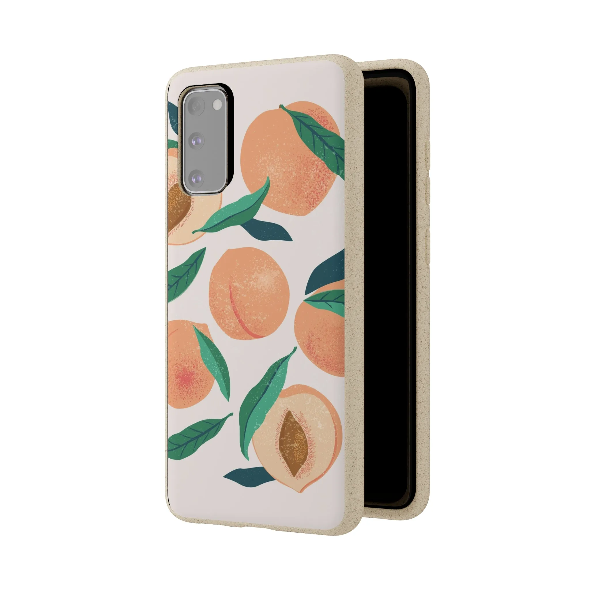 Peaches iPhone 13 12 11 Pro Case, Fruit Compostable Vegan Biodegradable Plant Samsung Galaxy S20 S22 Ultra Eco Friendly Cell Phone