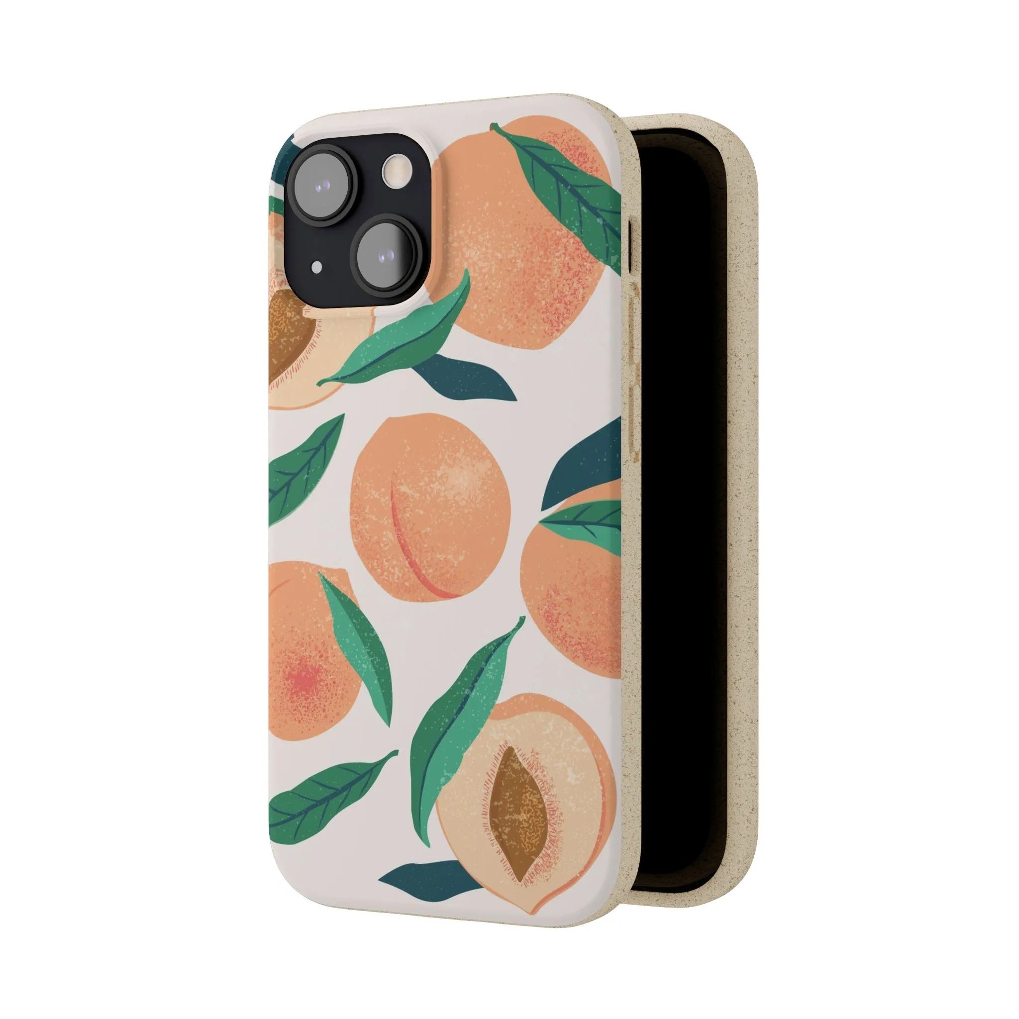 Peaches iPhone 13 12 11 Pro Case, Fruit Compostable Vegan Biodegradable Plant Samsung Galaxy S20 S22 Ultra Eco Friendly Cell Phone