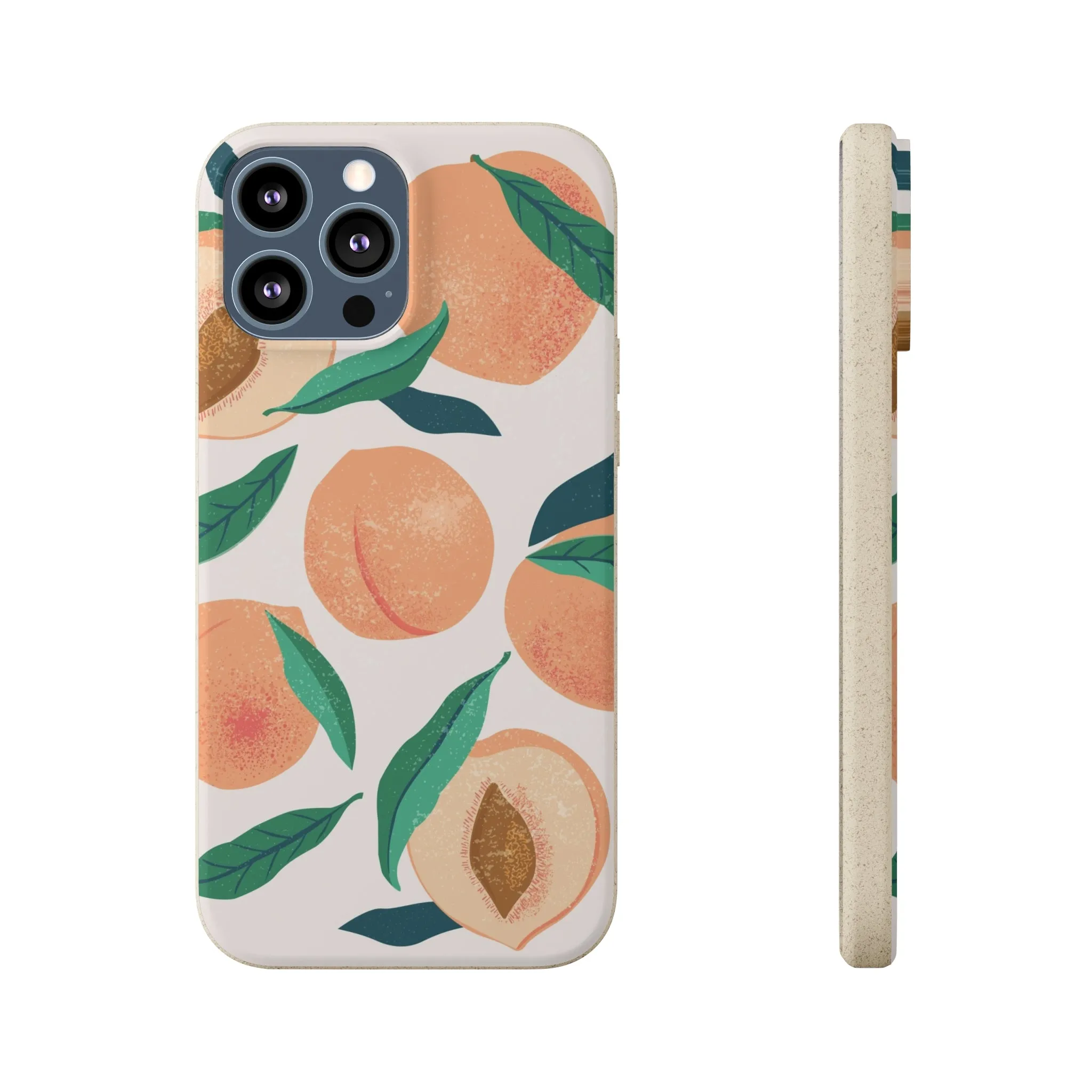 Peaches iPhone 13 12 11 Pro Case, Fruit Compostable Vegan Biodegradable Plant Samsung Galaxy S20 S22 Ultra Eco Friendly Cell Phone