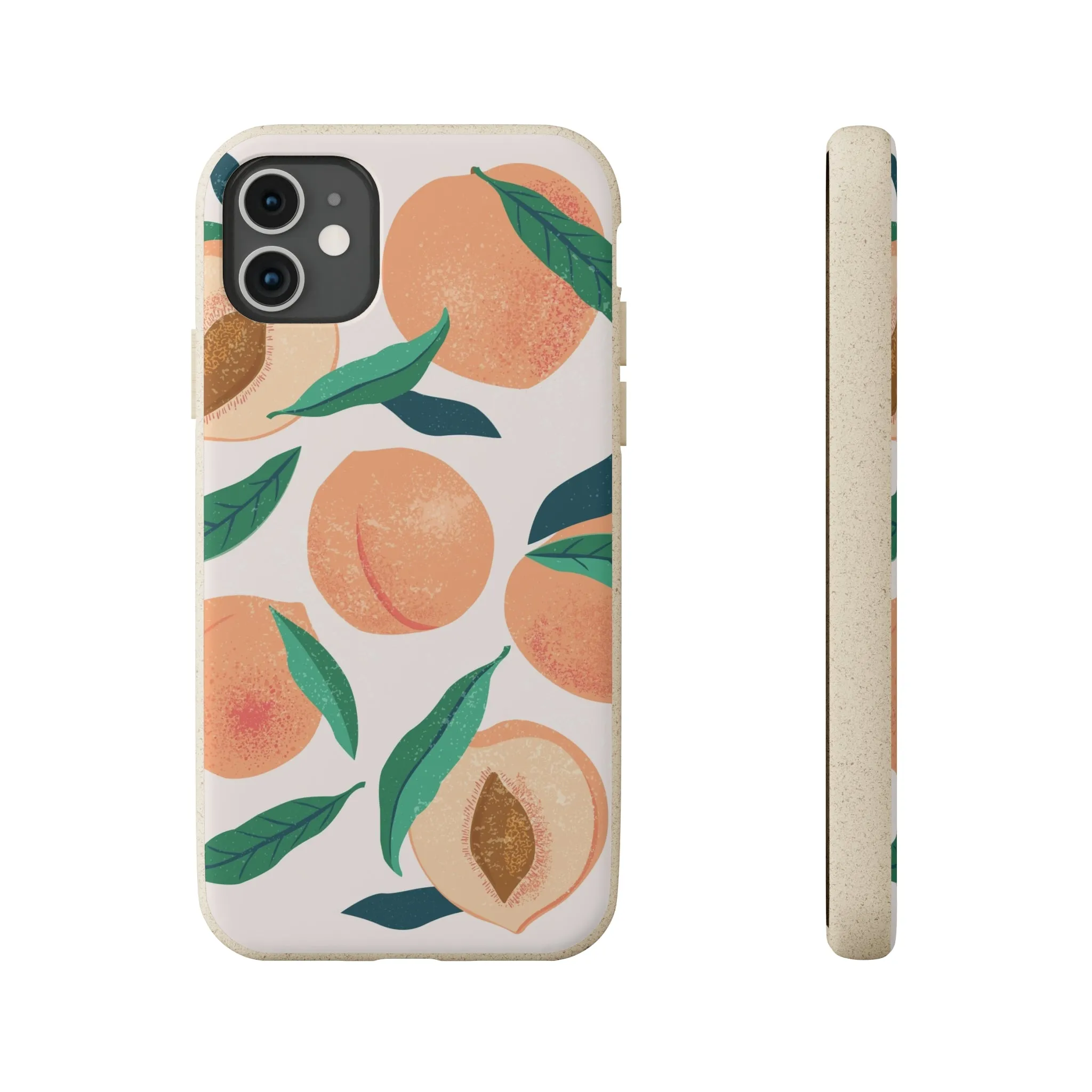 Peaches iPhone 13 12 11 Pro Case, Fruit Compostable Vegan Biodegradable Plant Samsung Galaxy S20 S22 Ultra Eco Friendly Cell Phone