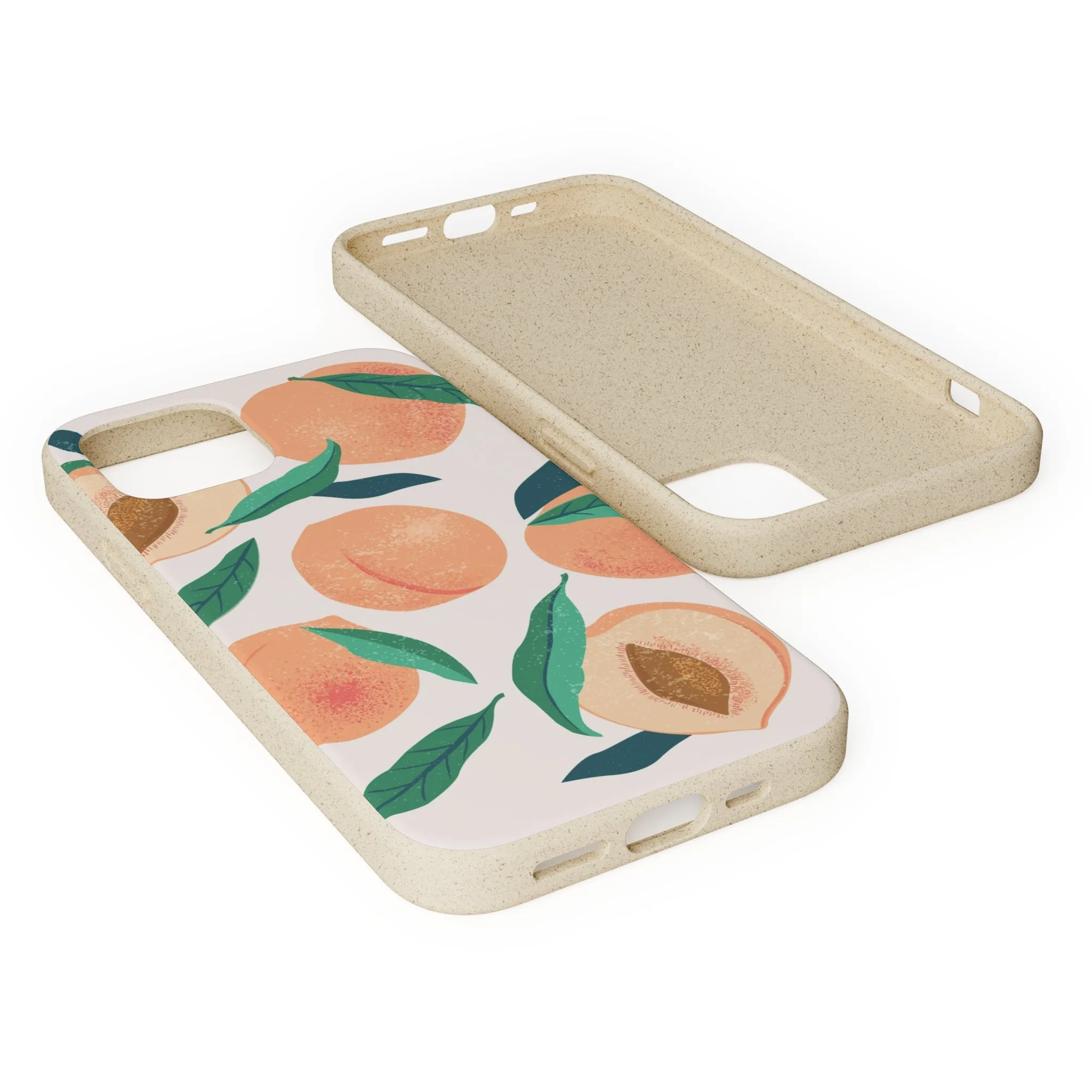 Peaches iPhone 13 12 11 Pro Case, Fruit Compostable Vegan Biodegradable Plant Samsung Galaxy S20 S22 Ultra Eco Friendly Cell Phone