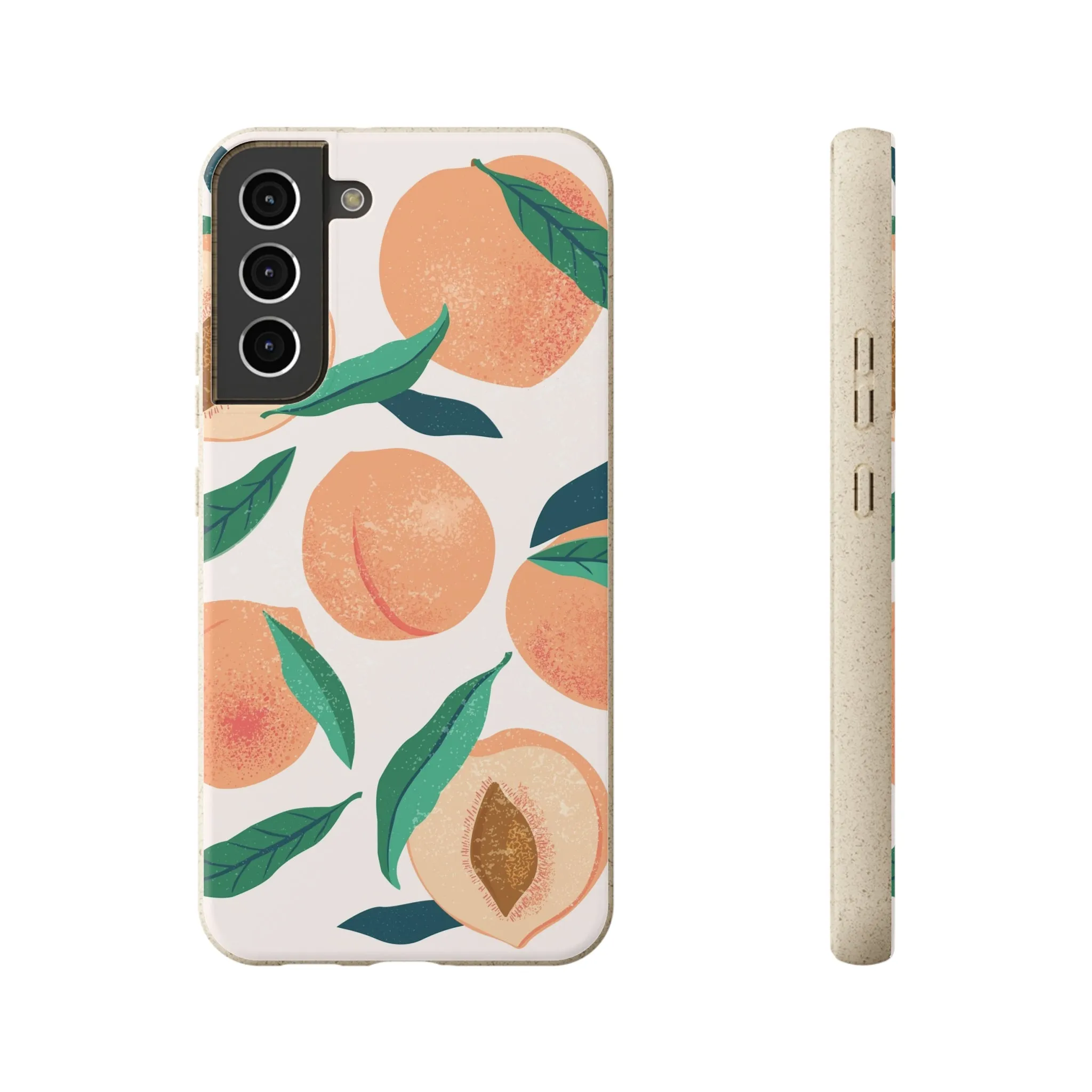 Peaches iPhone 13 12 11 Pro Case, Fruit Compostable Vegan Biodegradable Plant Samsung Galaxy S20 S22 Ultra Eco Friendly Cell Phone