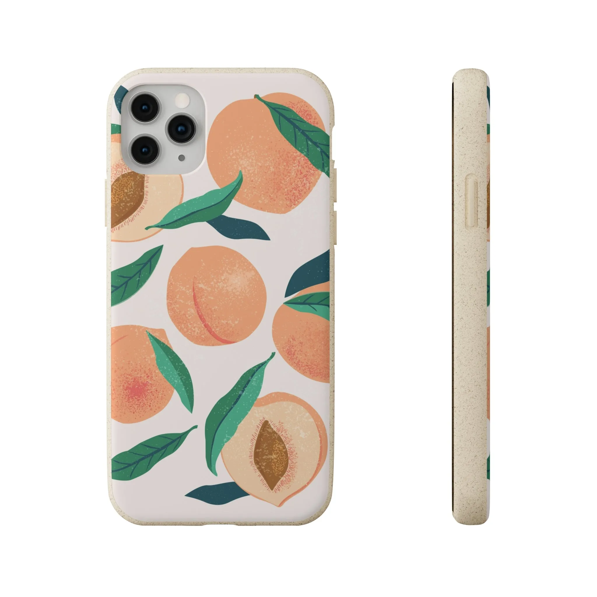 Peaches iPhone 13 12 11 Pro Case, Fruit Compostable Vegan Biodegradable Plant Samsung Galaxy S20 S22 Ultra Eco Friendly Cell Phone