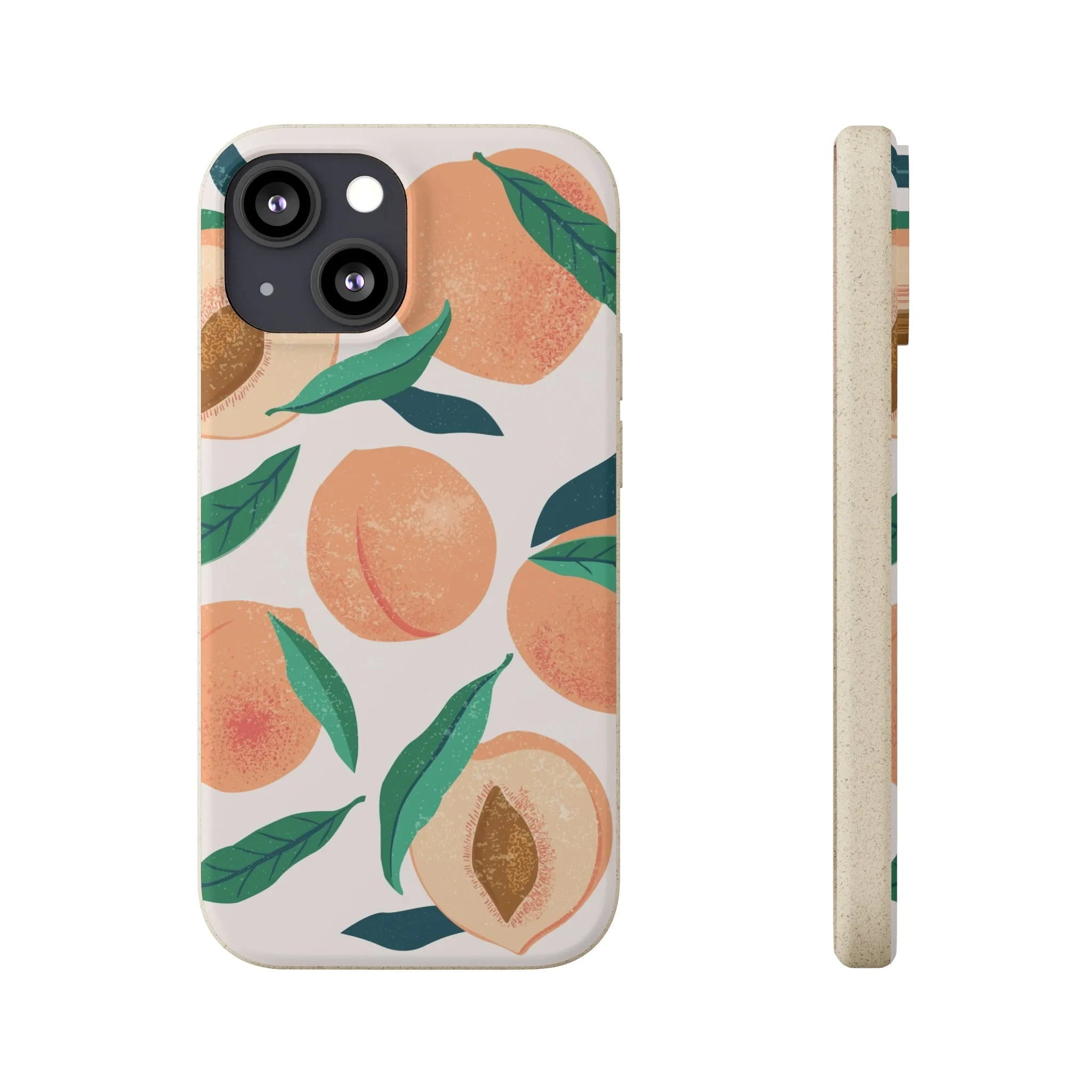 Peaches iPhone 13 12 11 Pro Case, Fruit Compostable Vegan Biodegradable Plant Samsung Galaxy S20 S22 Ultra Eco Friendly Cell Phone