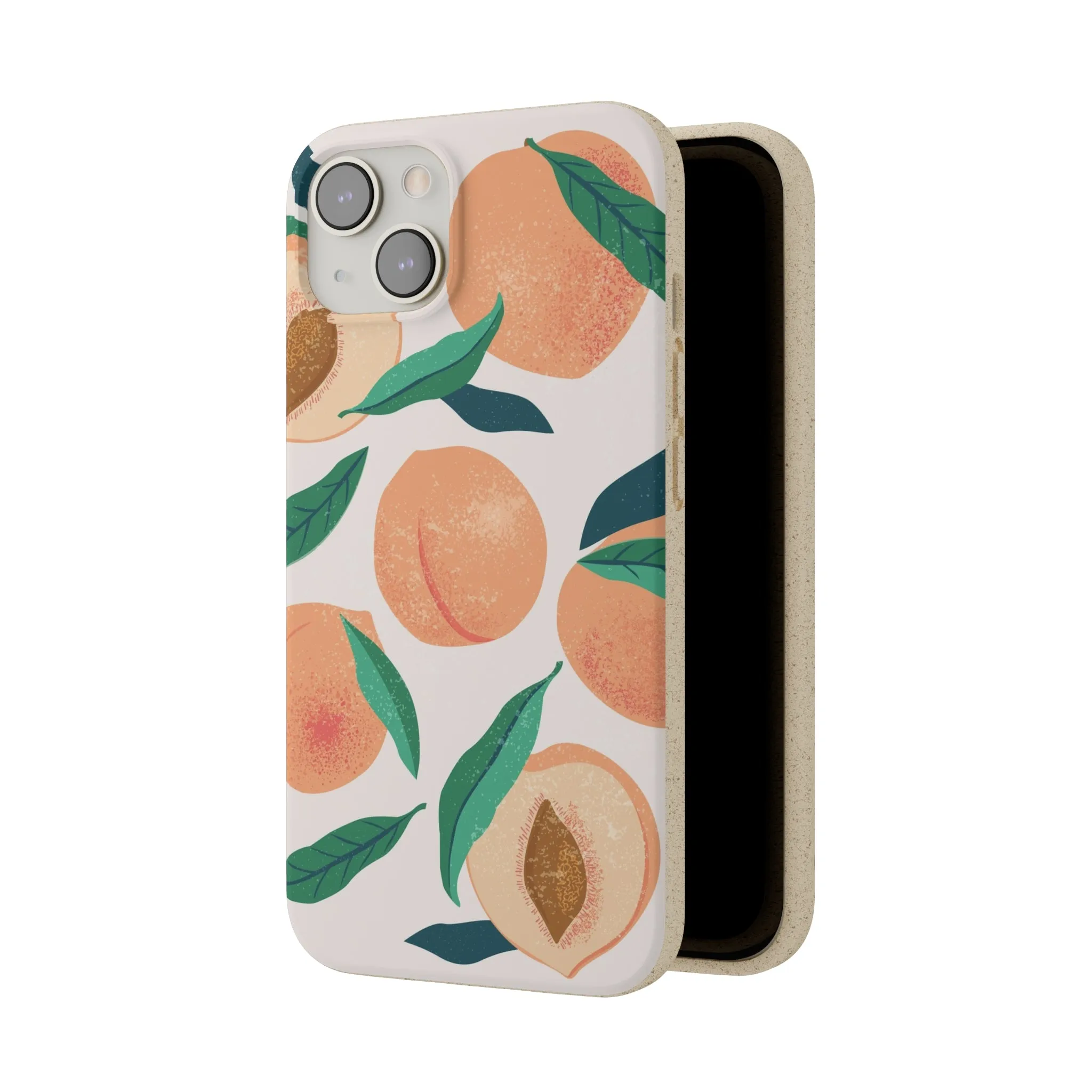 Peaches iPhone 13 12 11 Pro Case, Fruit Compostable Vegan Biodegradable Plant Samsung Galaxy S20 S22 Ultra Eco Friendly Cell Phone