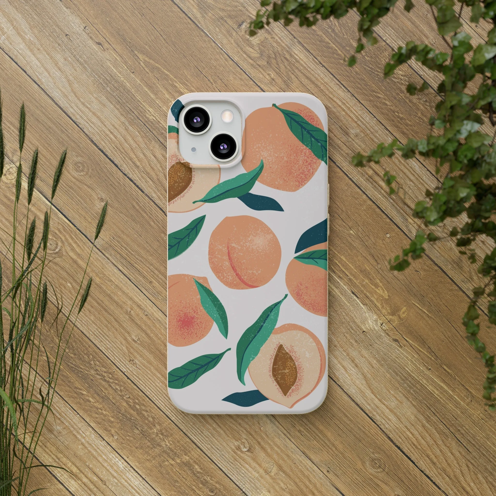 Peaches iPhone 13 12 11 Pro Case, Fruit Compostable Vegan Biodegradable Plant Samsung Galaxy S20 S22 Ultra Eco Friendly Cell Phone