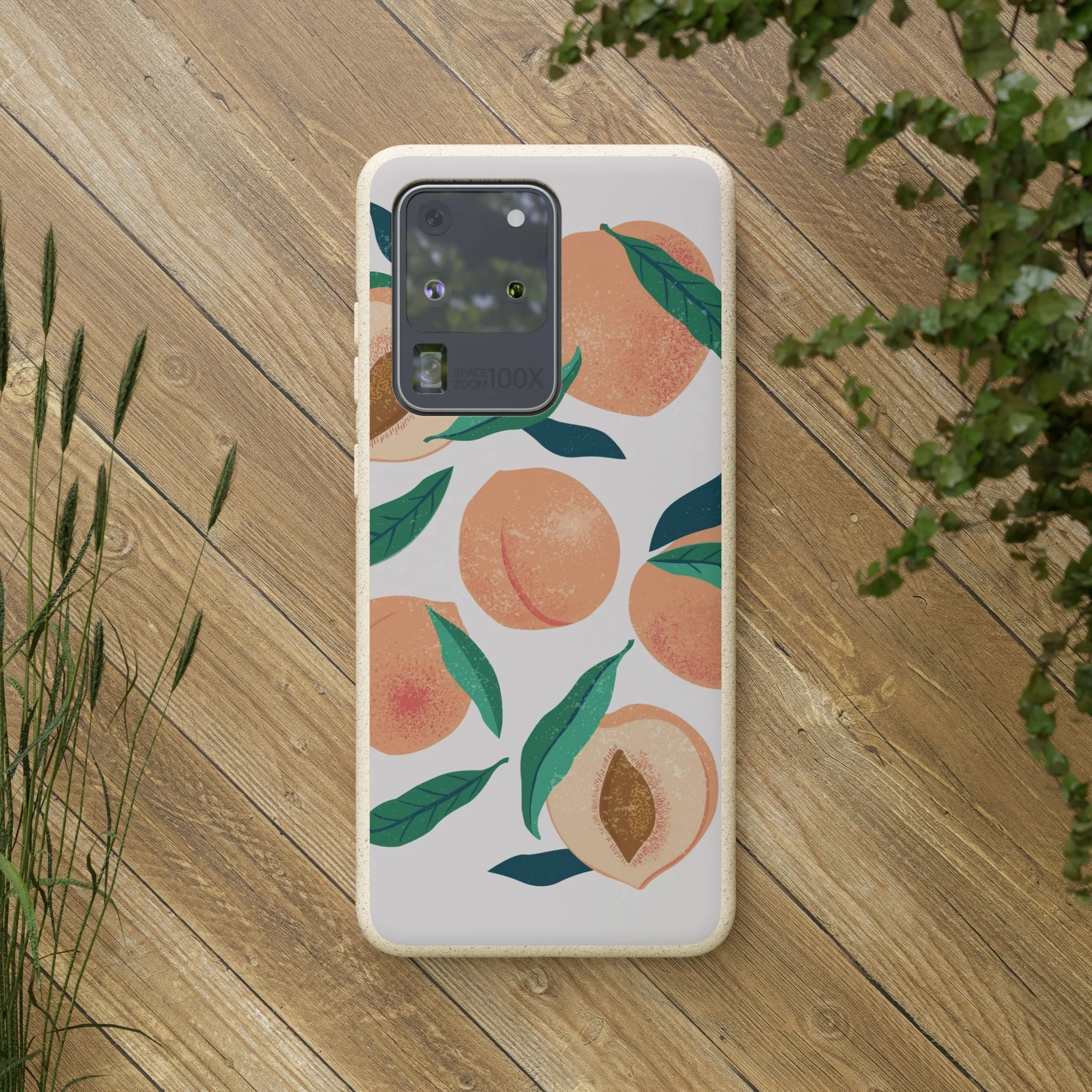 Peaches iPhone 13 12 11 Pro Case, Fruit Compostable Vegan Biodegradable Plant Samsung Galaxy S20 S22 Ultra Eco Friendly Cell Phone