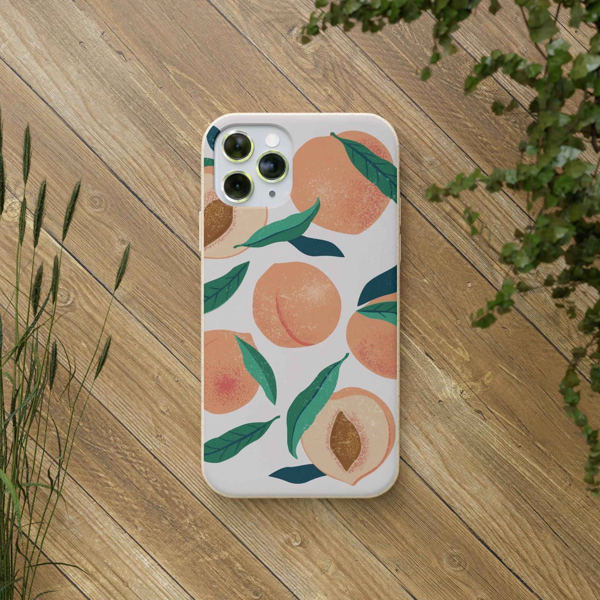 Peaches iPhone 13 12 11 Pro Case, Fruit Compostable Vegan Biodegradable Plant Samsung Galaxy S20 S22 Ultra Eco Friendly Cell Phone