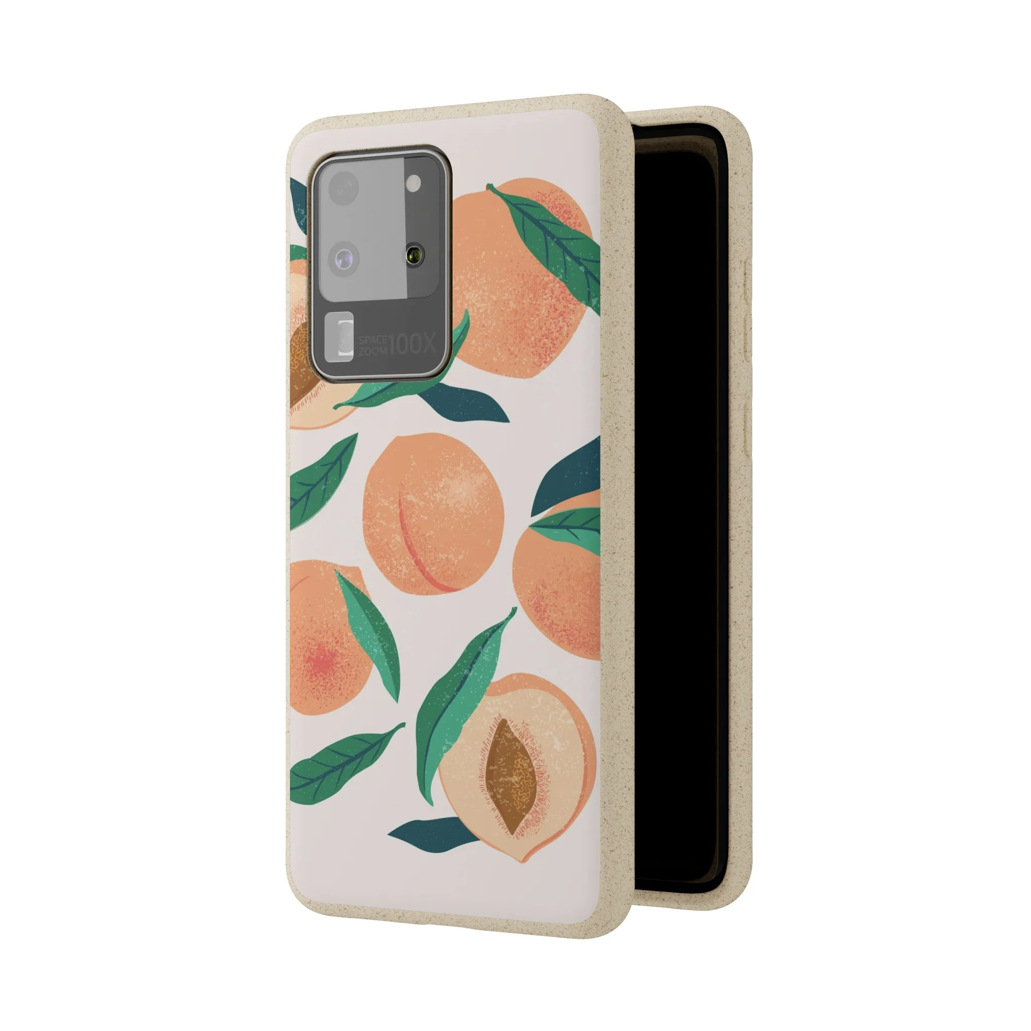 Peaches iPhone 13 12 11 Pro Case, Fruit Compostable Vegan Biodegradable Plant Samsung Galaxy S20 S22 Ultra Eco Friendly Cell Phone