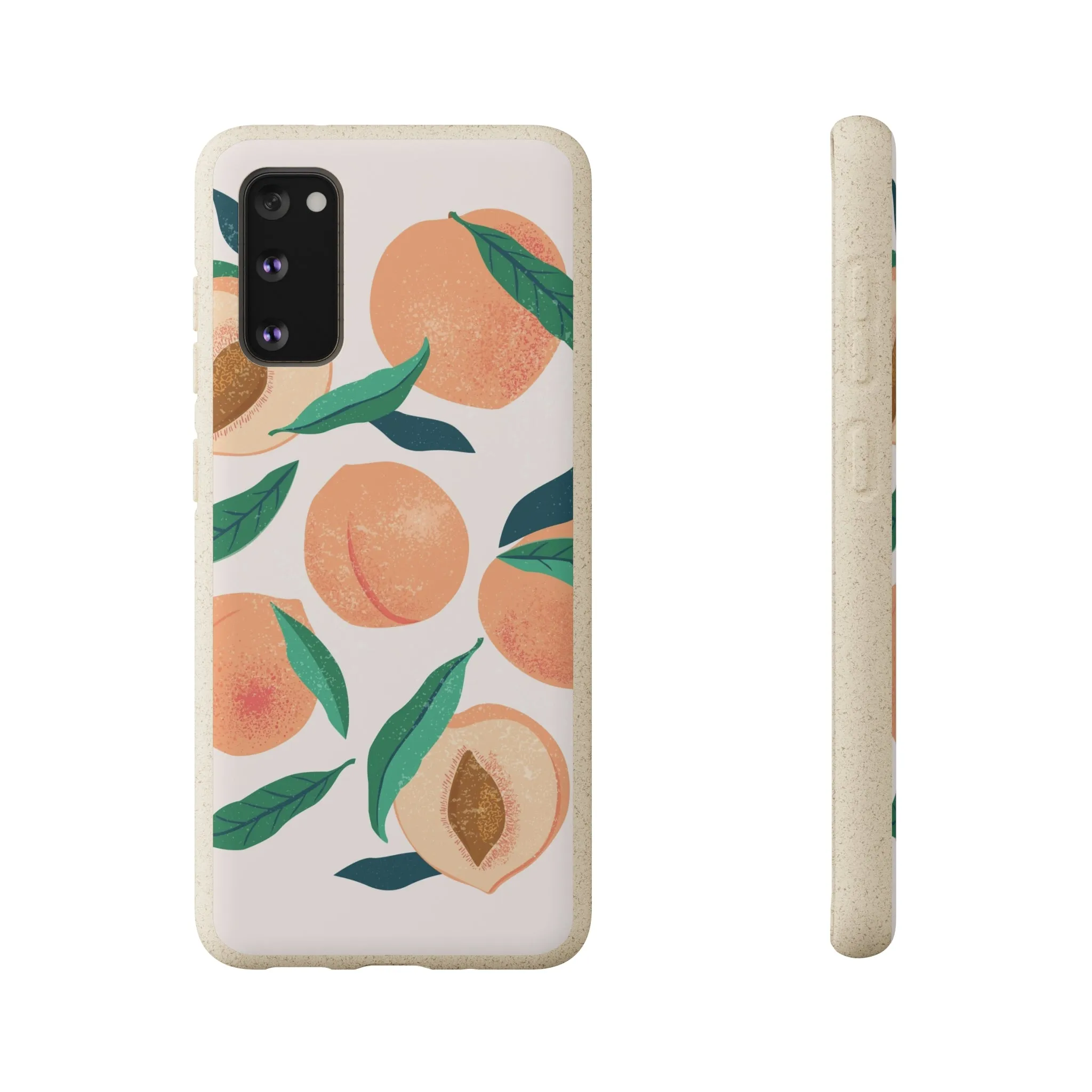 Peaches iPhone 13 12 11 Pro Case, Fruit Compostable Vegan Biodegradable Plant Samsung Galaxy S20 S22 Ultra Eco Friendly Cell Phone