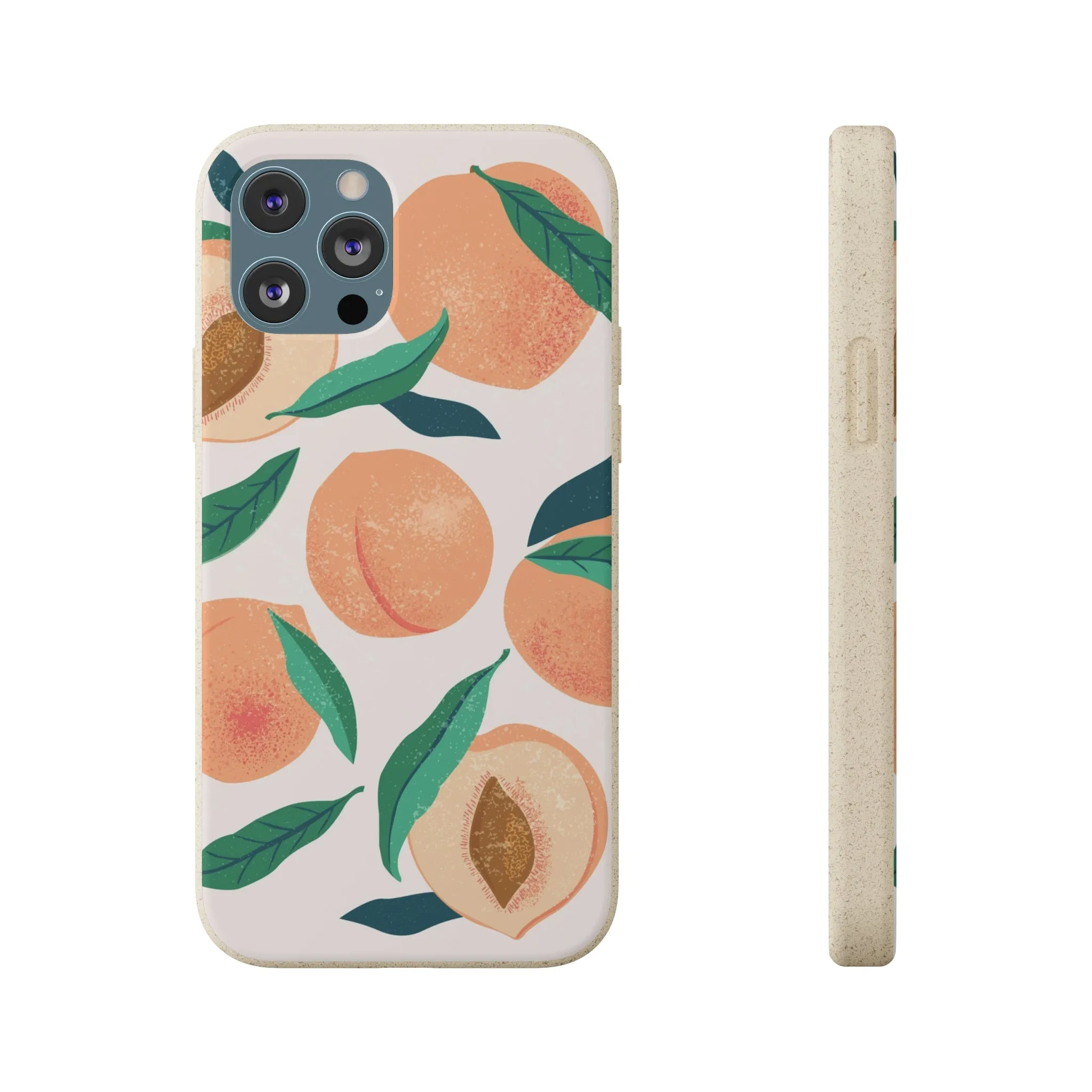 Peaches iPhone 13 12 11 Pro Case, Fruit Compostable Vegan Biodegradable Plant Samsung Galaxy S20 S22 Ultra Eco Friendly Cell Phone