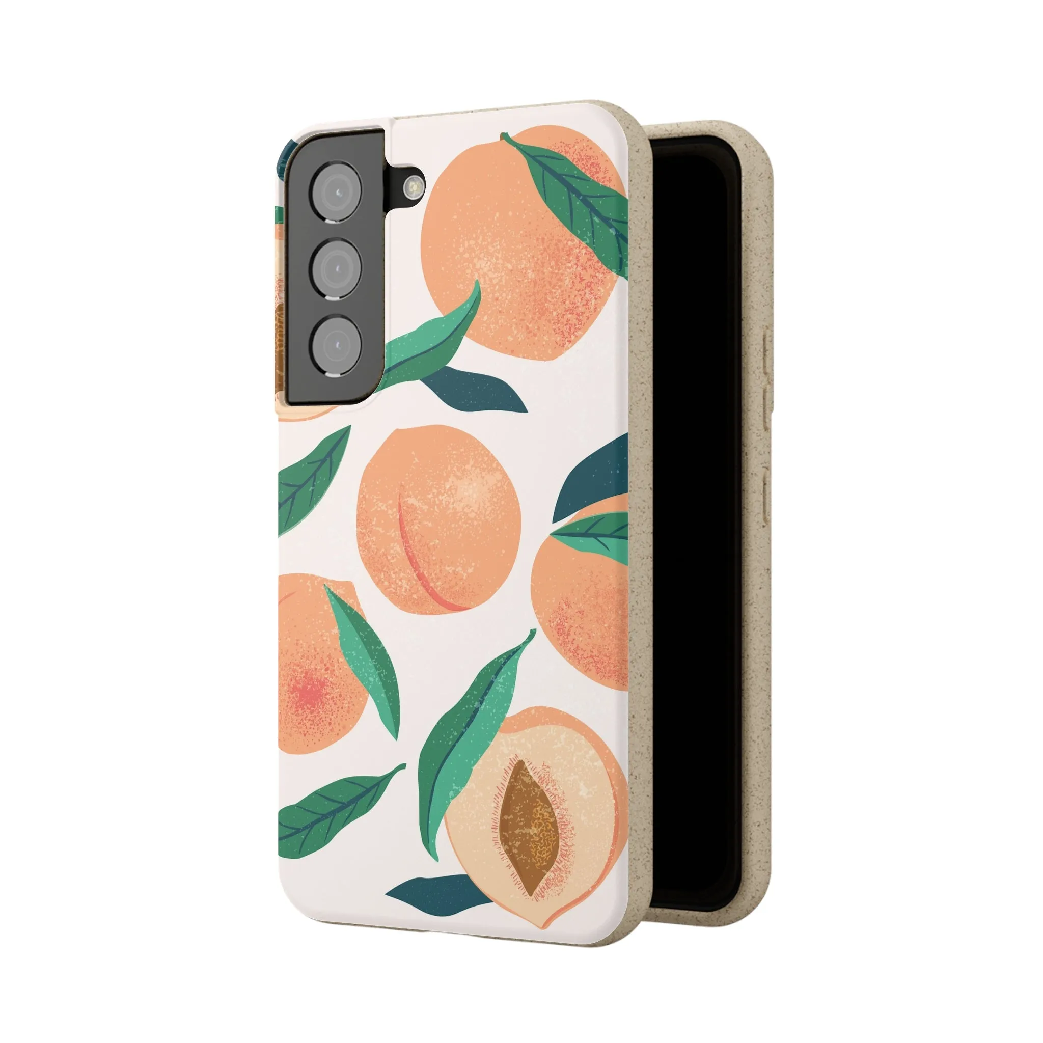 Peaches iPhone 13 12 11 Pro Case, Fruit Compostable Vegan Biodegradable Plant Samsung Galaxy S20 S22 Ultra Eco Friendly Cell Phone