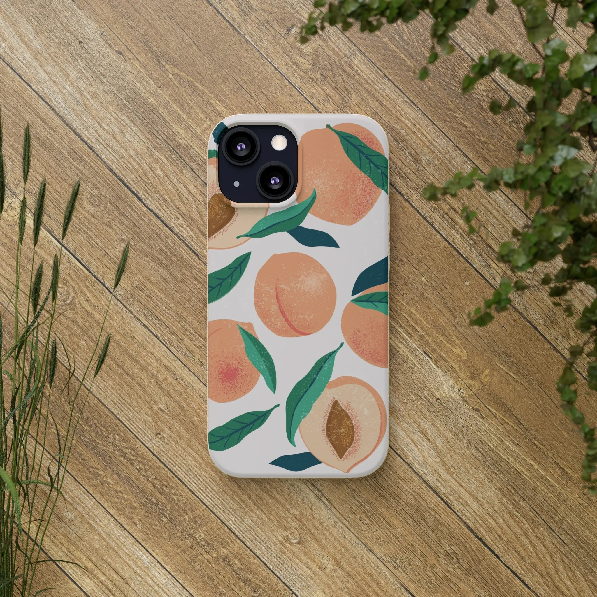 Peaches iPhone 13 12 11 Pro Case, Fruit Compostable Vegan Biodegradable Plant Samsung Galaxy S20 S22 Ultra Eco Friendly Cell Phone