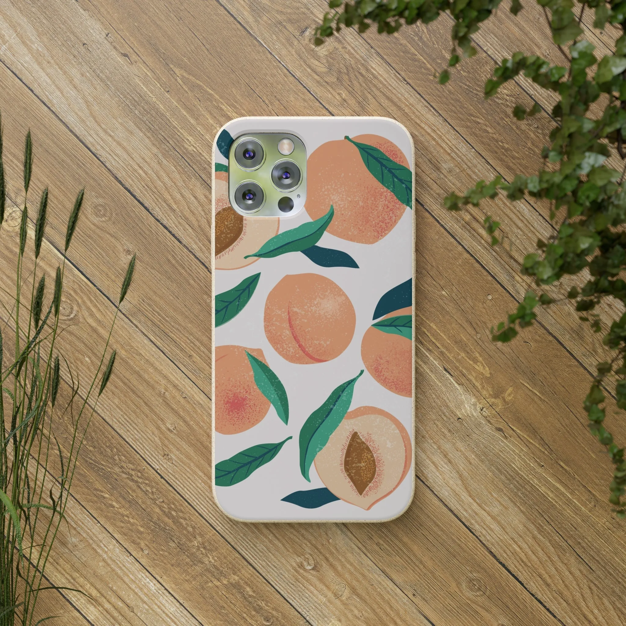 Peaches iPhone 13 12 11 Pro Case, Fruit Compostable Vegan Biodegradable Plant Samsung Galaxy S20 S22 Ultra Eco Friendly Cell Phone