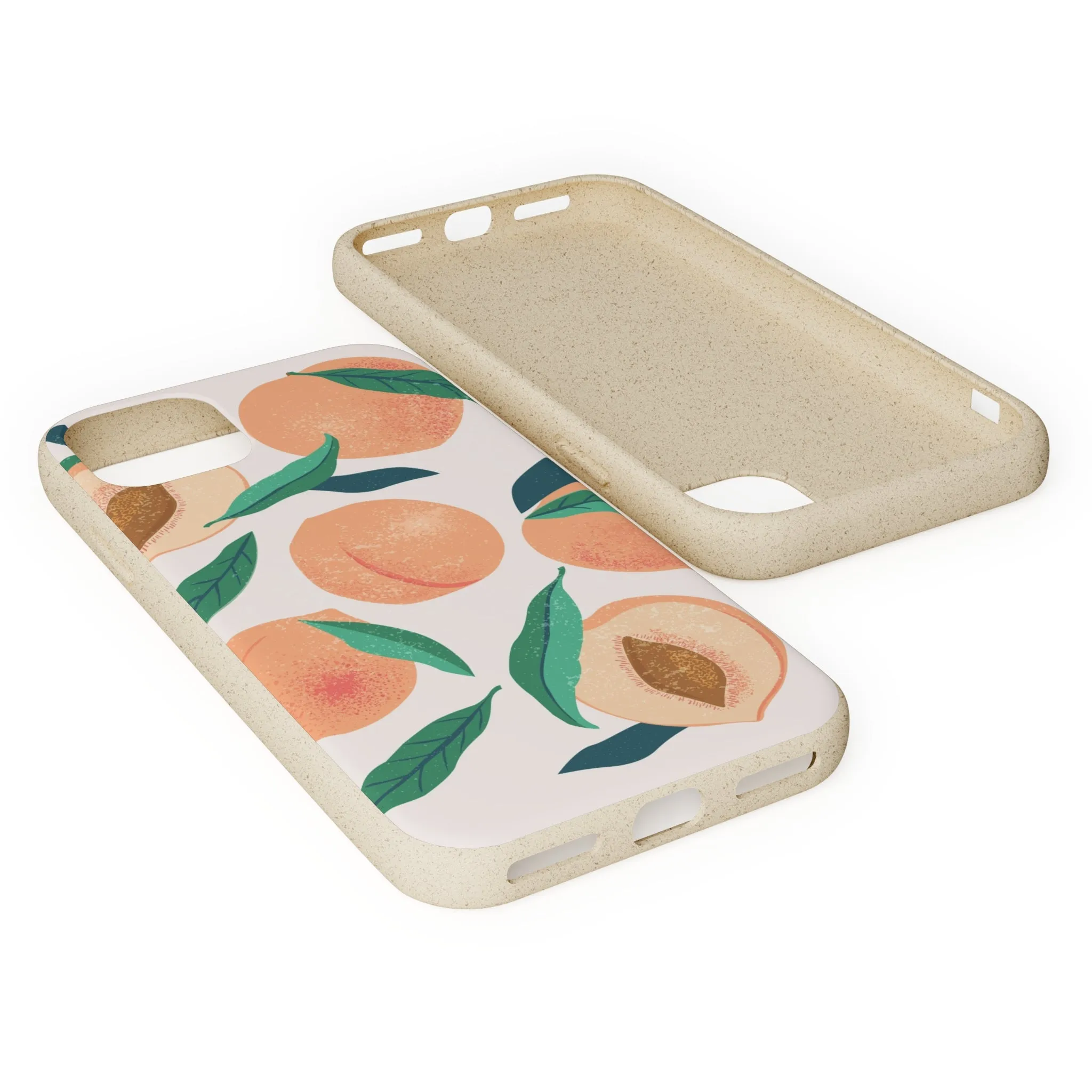 Peaches iPhone 13 12 11 Pro Case, Fruit Compostable Vegan Biodegradable Plant Samsung Galaxy S20 S22 Ultra Eco Friendly Cell Phone