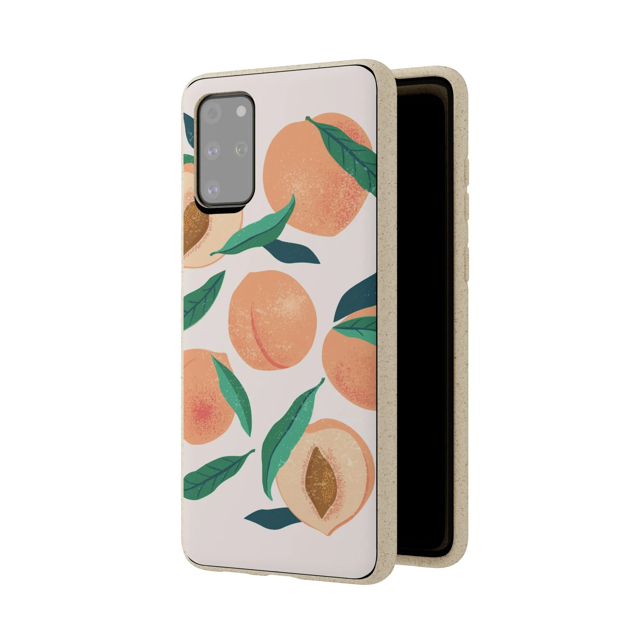 Peaches iPhone 13 12 11 Pro Case, Fruit Compostable Vegan Biodegradable Plant Samsung Galaxy S20 S22 Ultra Eco Friendly Cell Phone