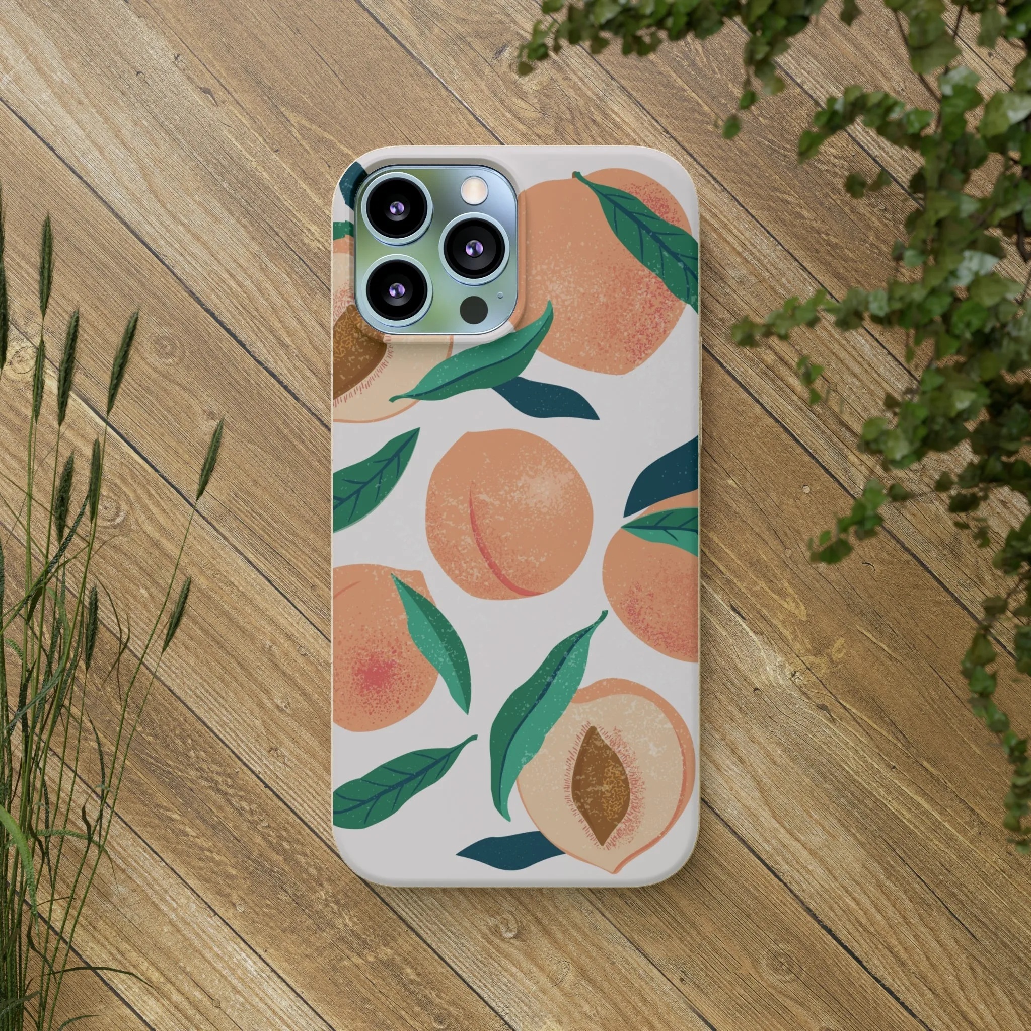 Peaches iPhone 13 12 11 Pro Case, Fruit Compostable Vegan Biodegradable Plant Samsung Galaxy S20 S22 Ultra Eco Friendly Cell Phone