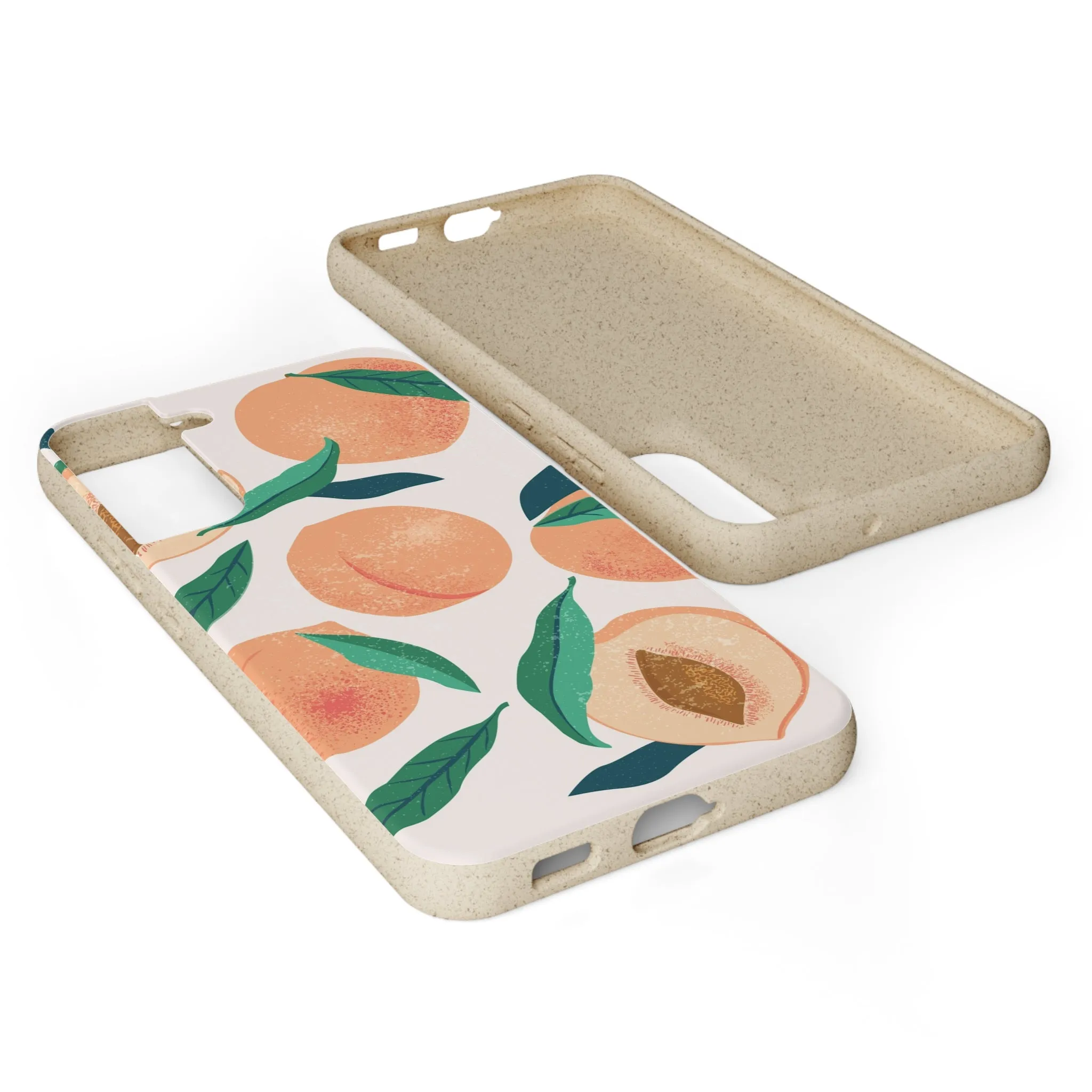 Peaches iPhone 13 12 11 Pro Case, Fruit Compostable Vegan Biodegradable Plant Samsung Galaxy S20 S22 Ultra Eco Friendly Cell Phone