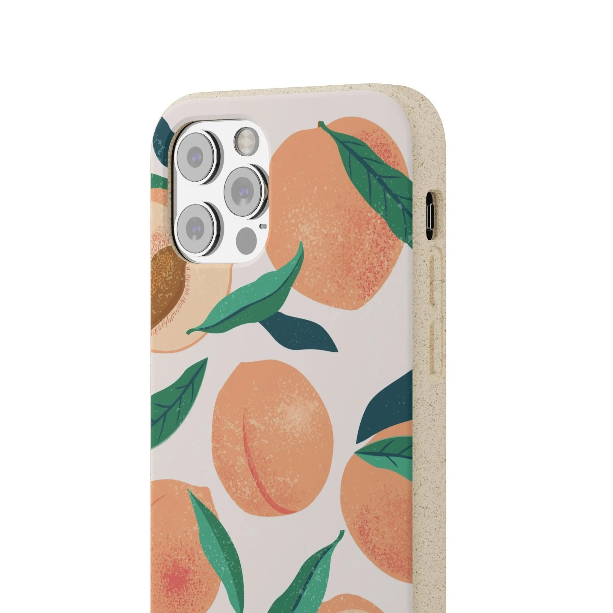 Peaches iPhone 13 12 11 Pro Case, Fruit Compostable Vegan Biodegradable Plant Samsung Galaxy S20 S22 Ultra Eco Friendly Cell Phone