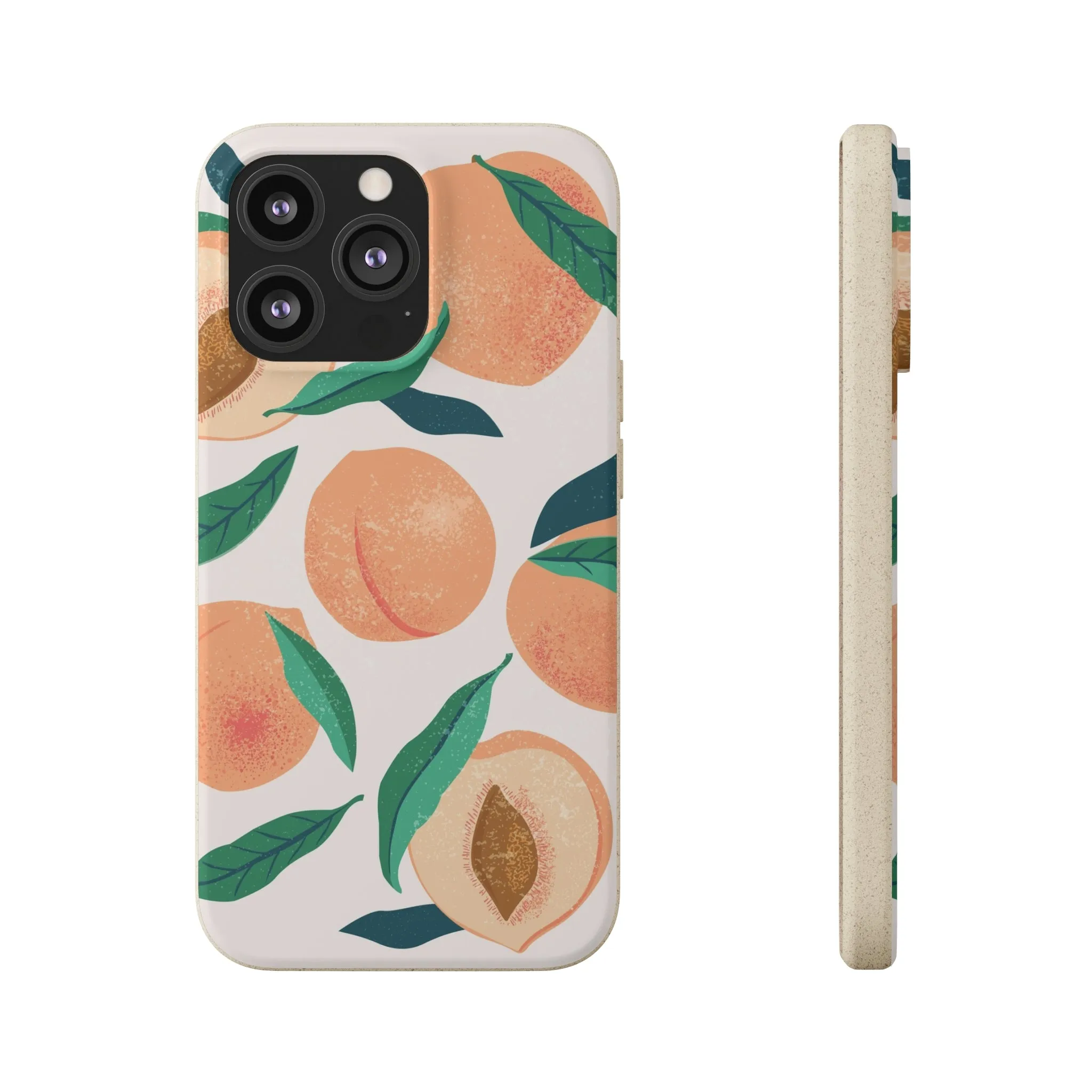 Peaches iPhone 13 12 11 Pro Case, Fruit Compostable Vegan Biodegradable Plant Samsung Galaxy S20 S22 Ultra Eco Friendly Cell Phone