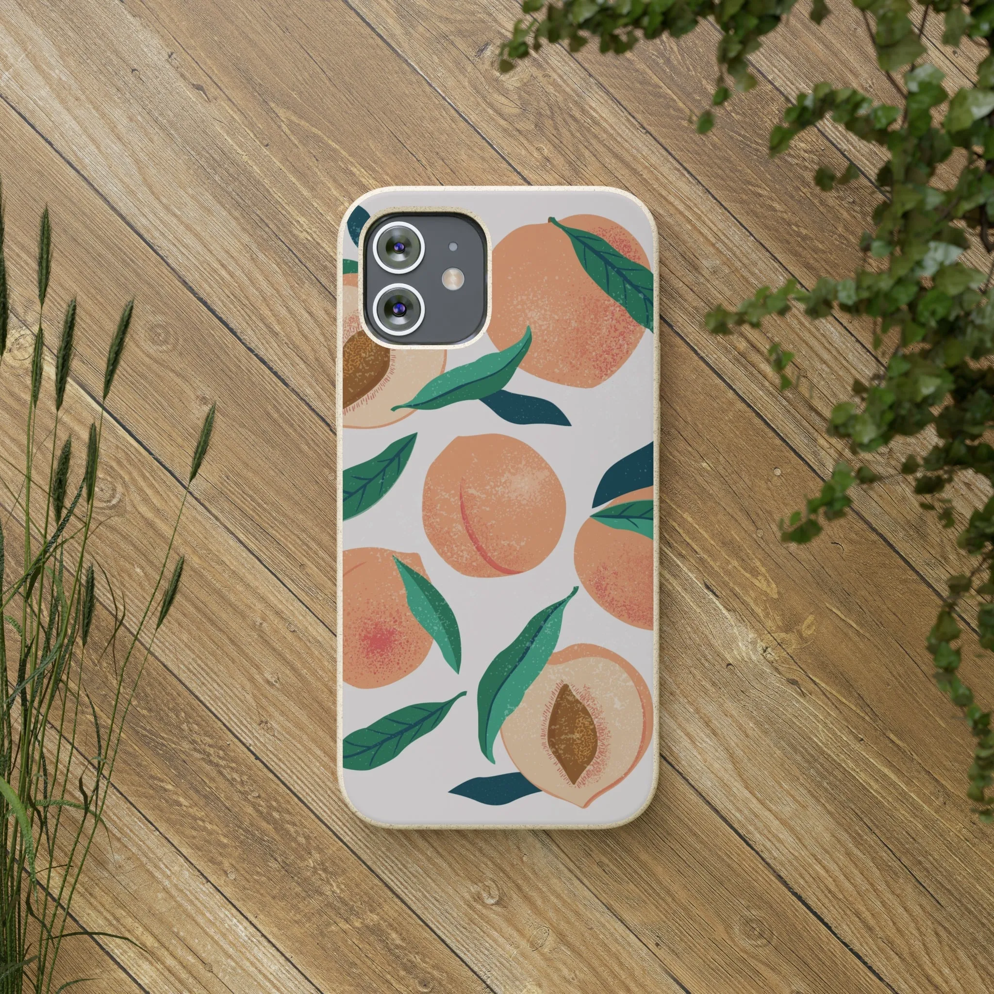 Peaches iPhone 13 12 11 Pro Case, Fruit Compostable Vegan Biodegradable Plant Samsung Galaxy S20 S22 Ultra Eco Friendly Cell Phone