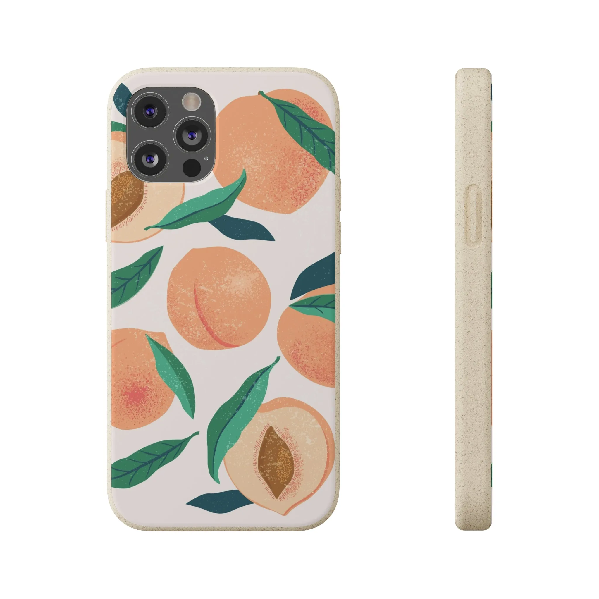 Peaches iPhone 13 12 11 Pro Case, Fruit Compostable Vegan Biodegradable Plant Samsung Galaxy S20 S22 Ultra Eco Friendly Cell Phone