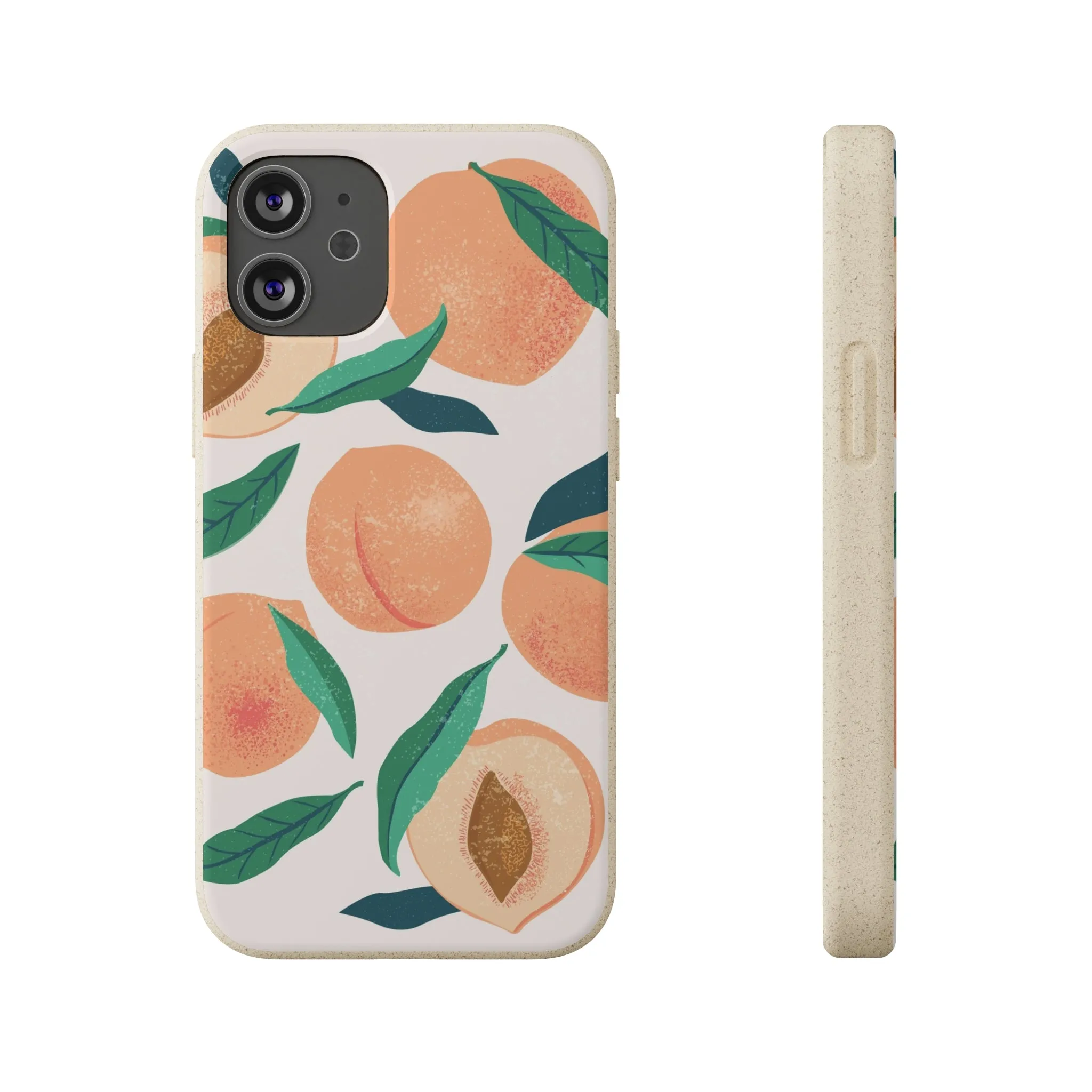 Peaches iPhone 13 12 11 Pro Case, Fruit Compostable Vegan Biodegradable Plant Samsung Galaxy S20 S22 Ultra Eco Friendly Cell Phone