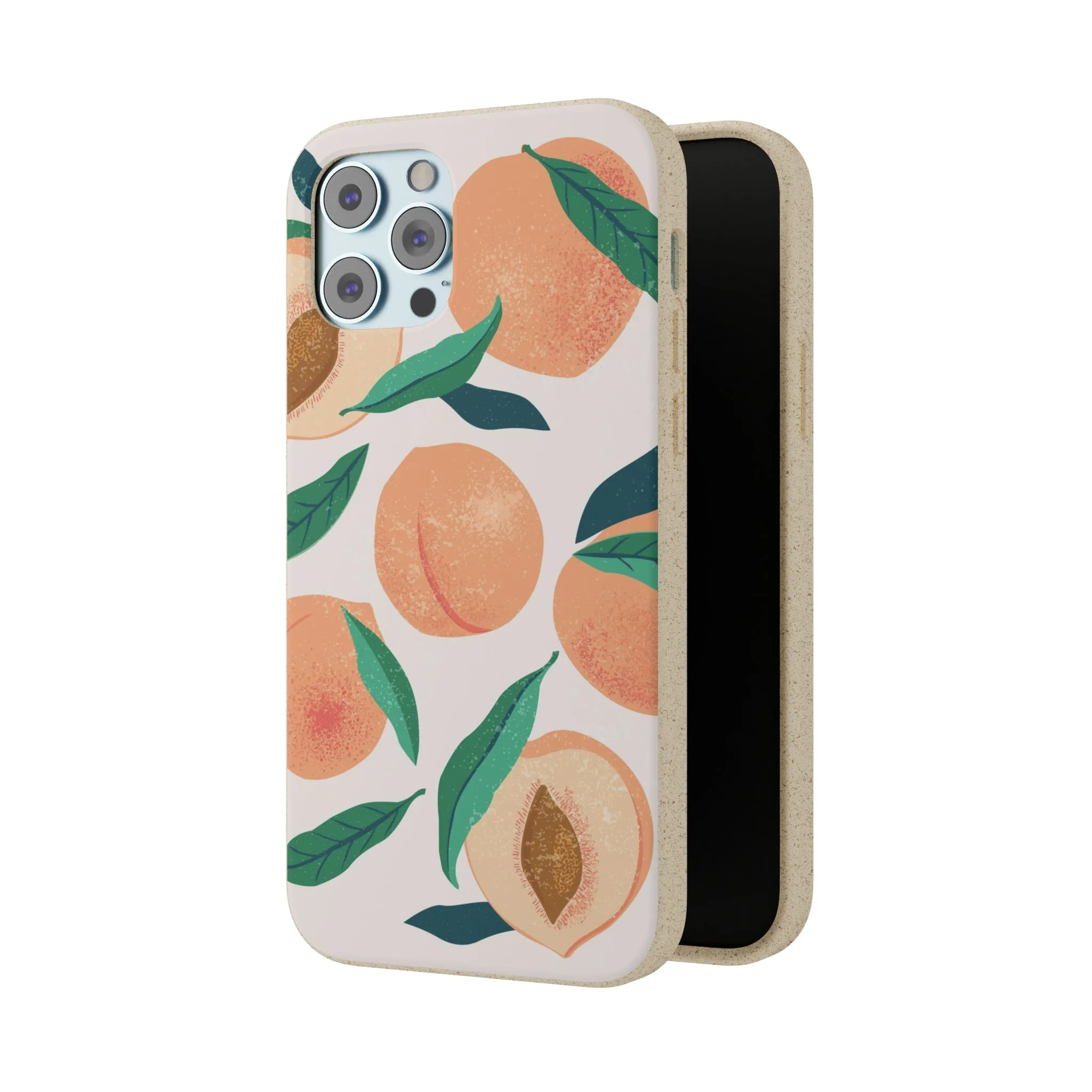 Peaches iPhone 13 12 11 Pro Case, Fruit Compostable Vegan Biodegradable Plant Samsung Galaxy S20 S22 Ultra Eco Friendly Cell Phone