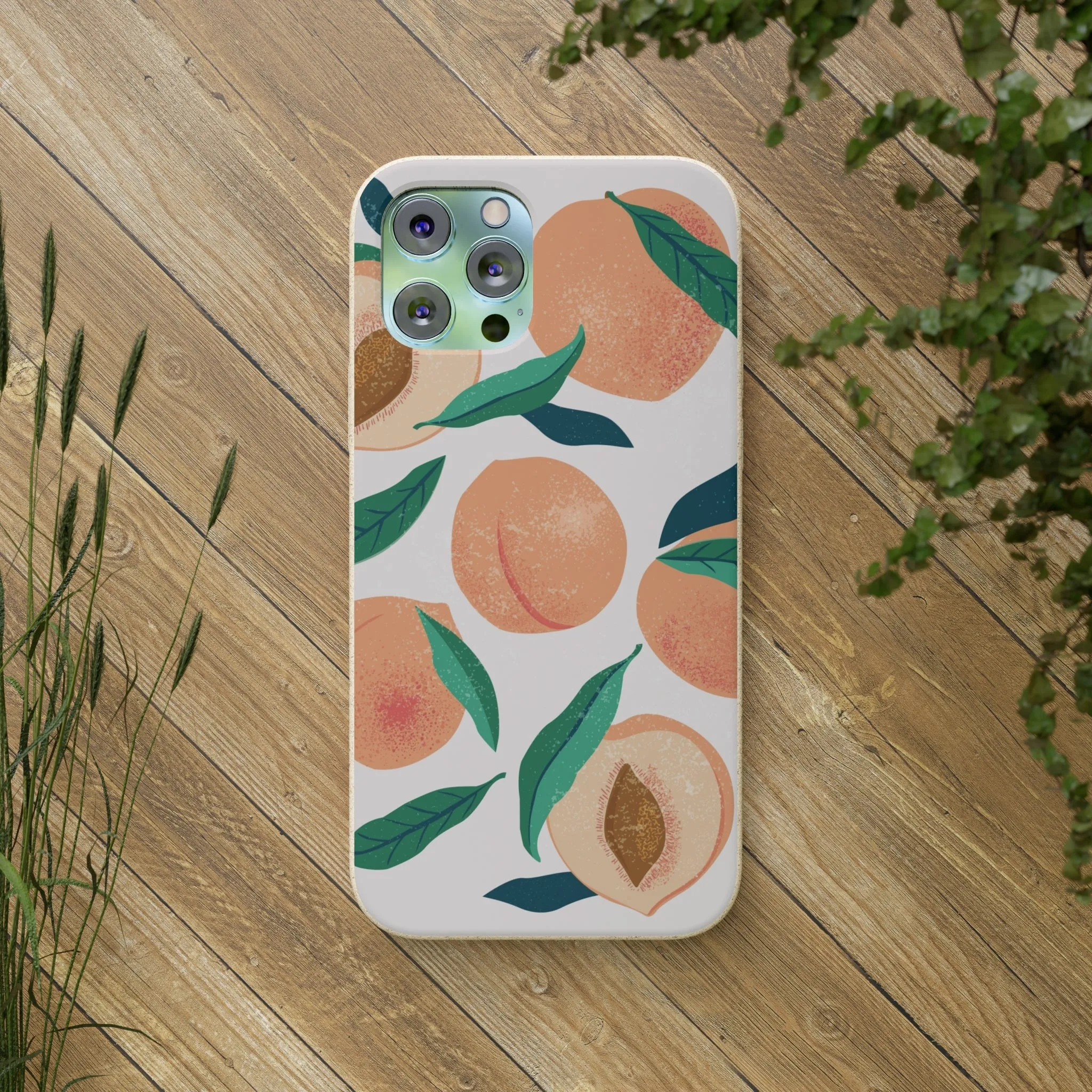 Peaches iPhone 13 12 11 Pro Case, Fruit Compostable Vegan Biodegradable Plant Samsung Galaxy S20 S22 Ultra Eco Friendly Cell Phone