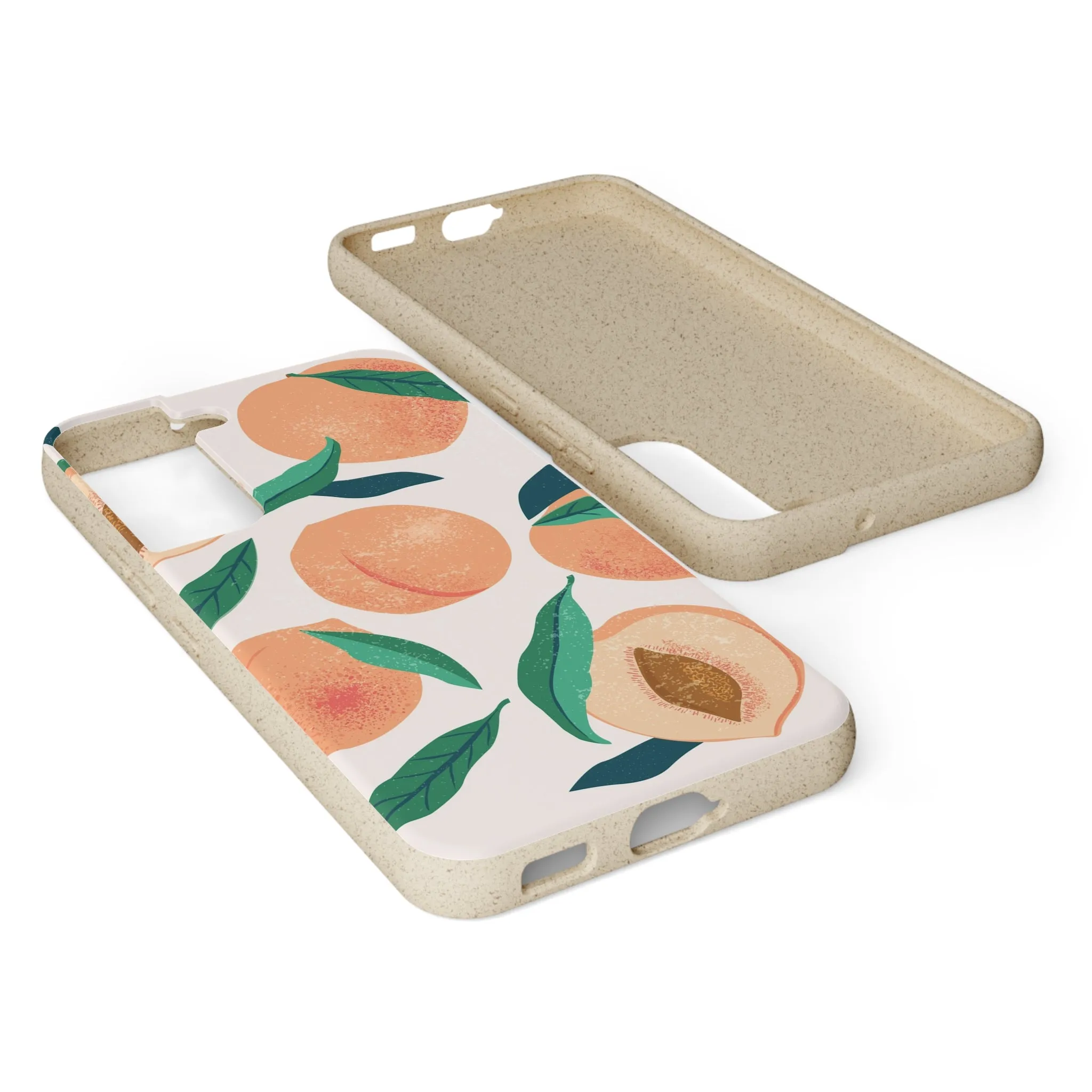 Peaches iPhone 13 12 11 Pro Case, Fruit Compostable Vegan Biodegradable Plant Samsung Galaxy S20 S22 Ultra Eco Friendly Cell Phone