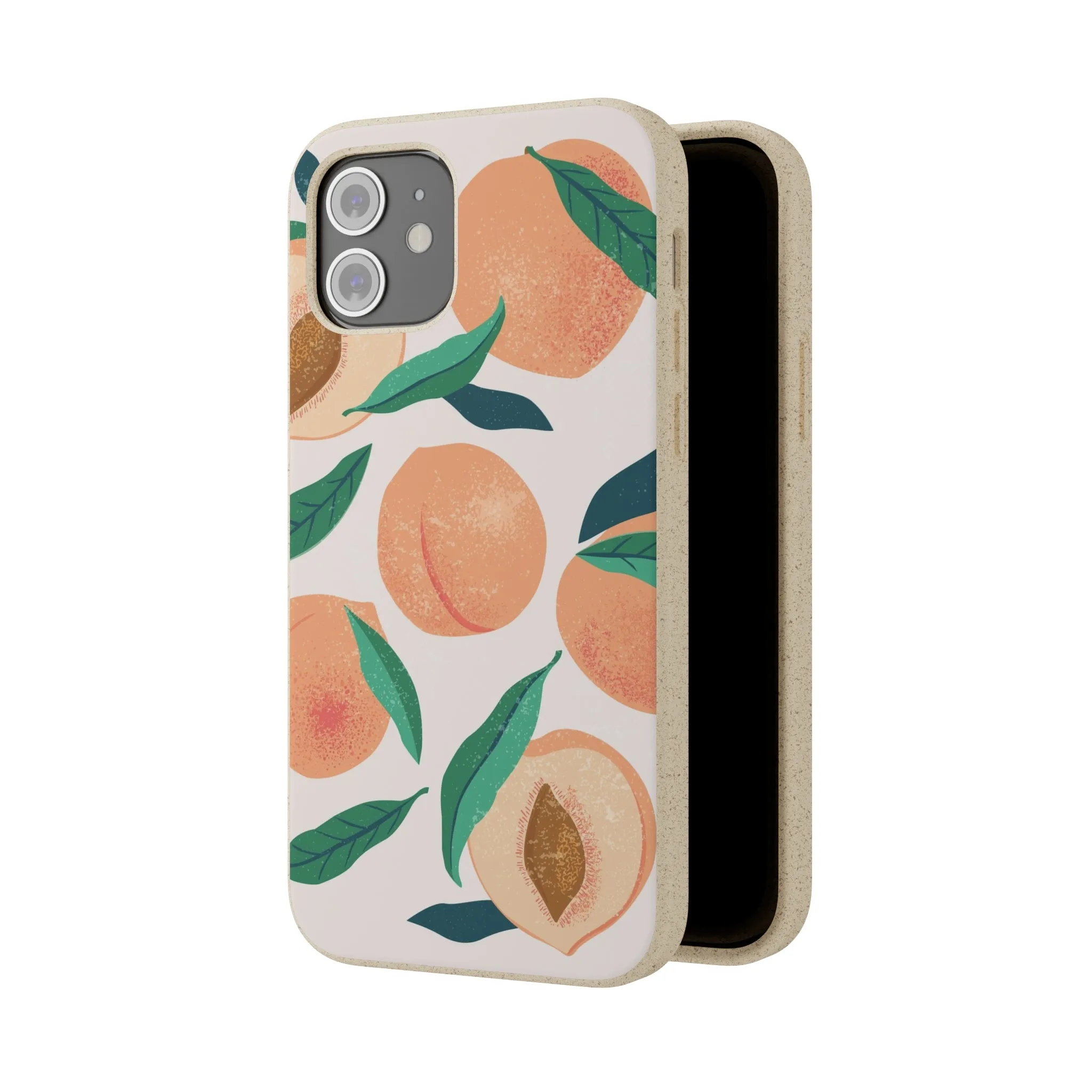 Peaches iPhone 13 12 11 Pro Case, Fruit Compostable Vegan Biodegradable Plant Samsung Galaxy S20 S22 Ultra Eco Friendly Cell Phone