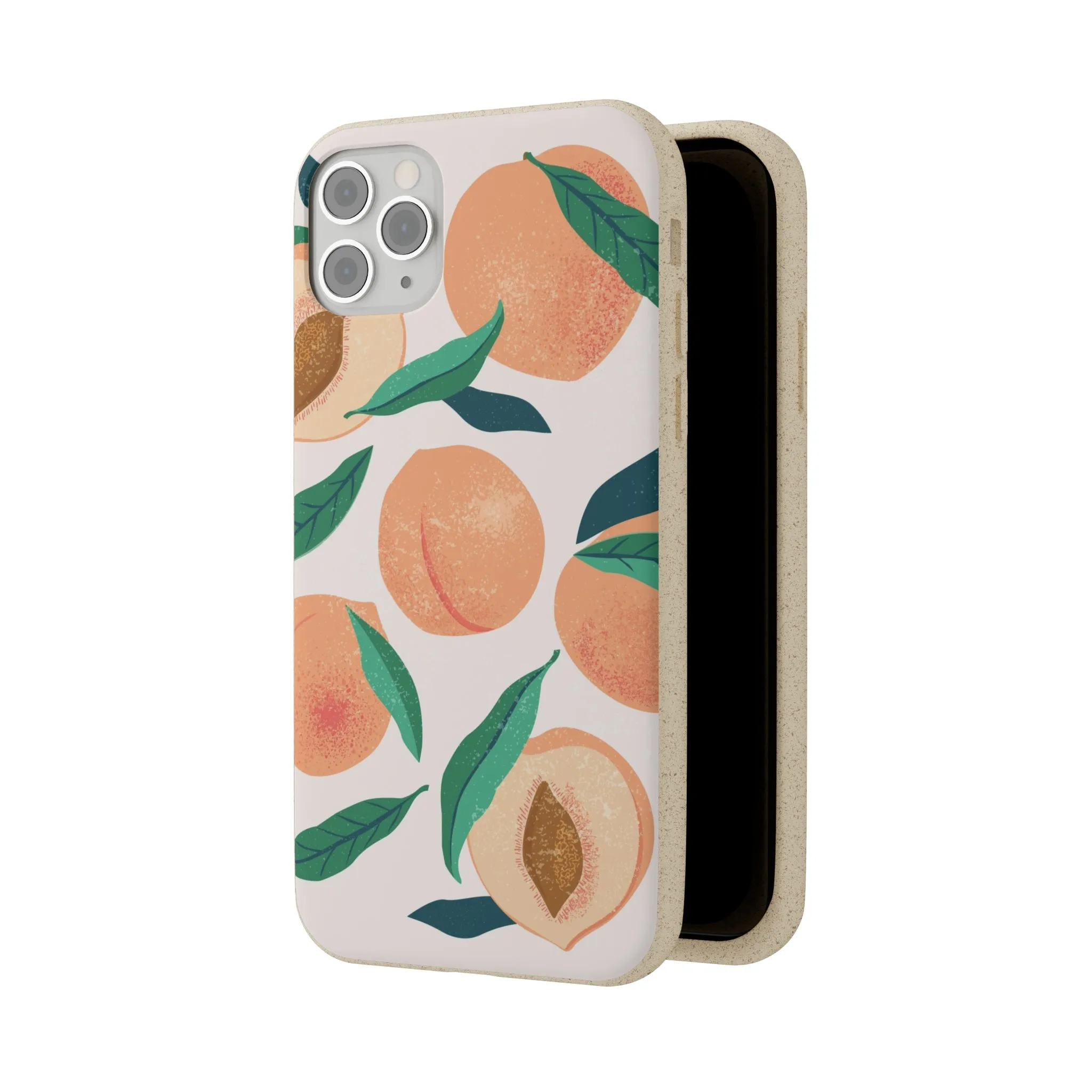 Peaches iPhone 13 12 11 Pro Case, Fruit Compostable Vegan Biodegradable Plant Samsung Galaxy S20 S22 Ultra Eco Friendly Cell Phone