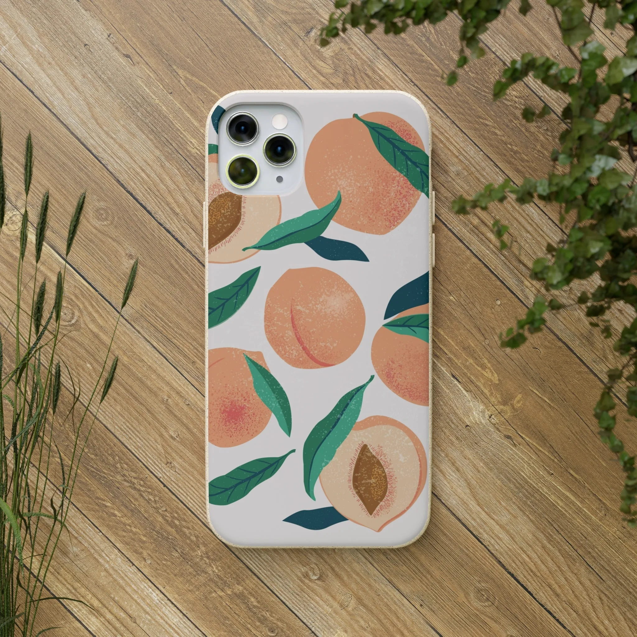 Peaches iPhone 13 12 11 Pro Case, Fruit Compostable Vegan Biodegradable Plant Samsung Galaxy S20 S22 Ultra Eco Friendly Cell Phone