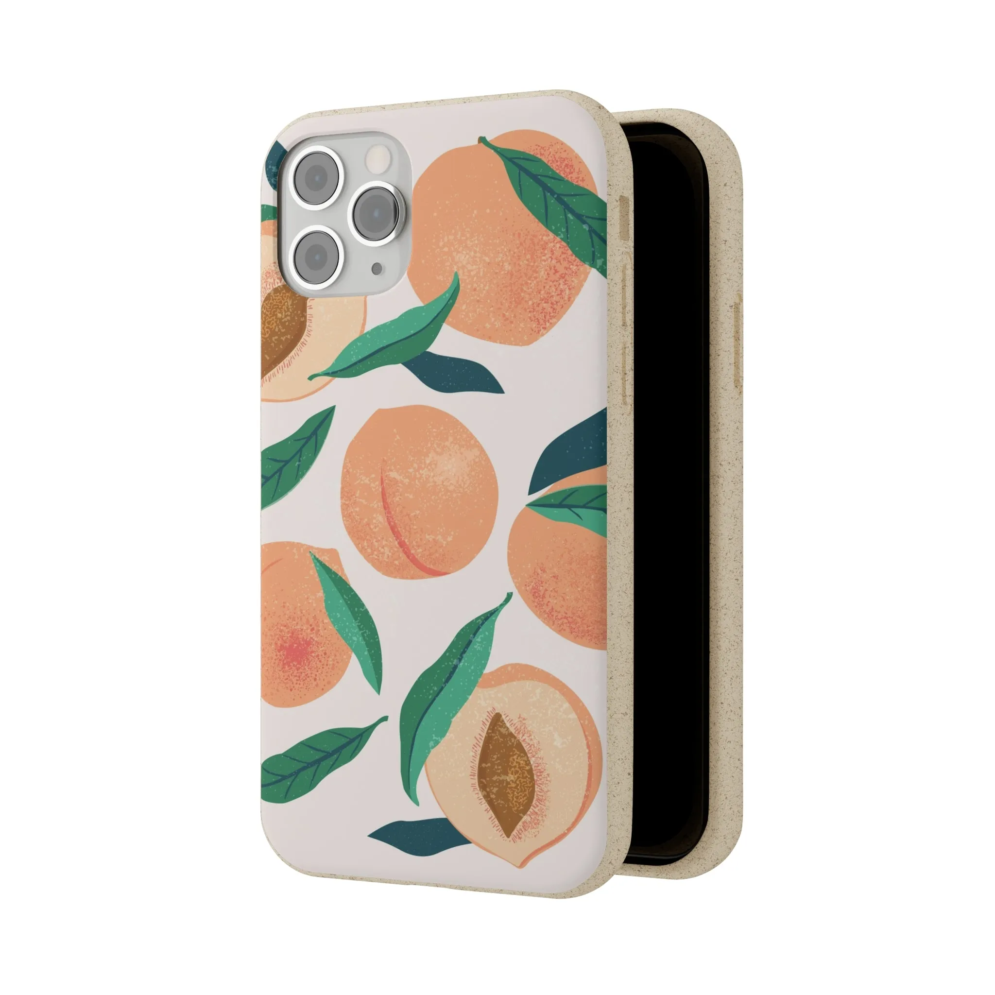 Peaches iPhone 13 12 11 Pro Case, Fruit Compostable Vegan Biodegradable Plant Samsung Galaxy S20 S22 Ultra Eco Friendly Cell Phone