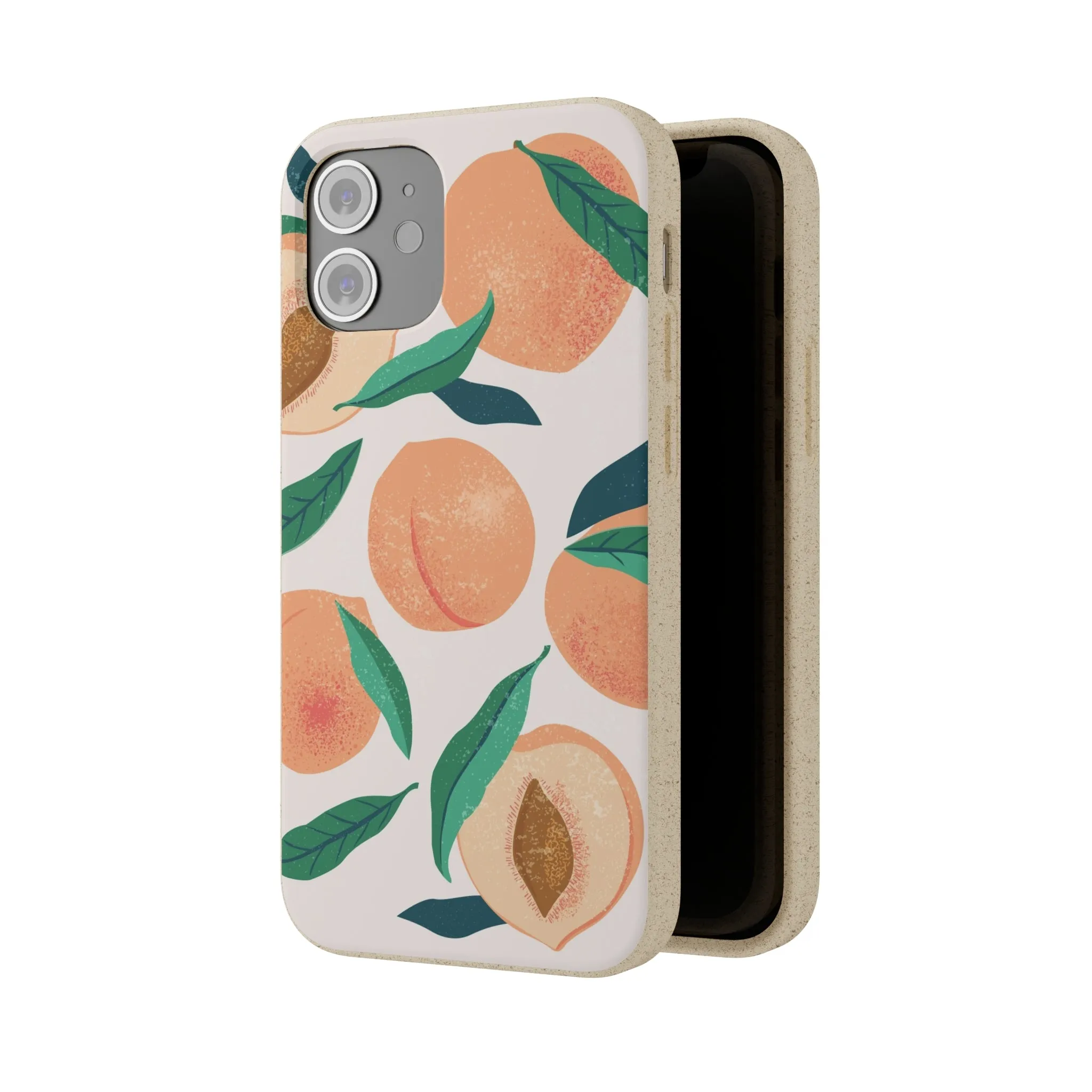 Peaches iPhone 13 12 11 Pro Case, Fruit Compostable Vegan Biodegradable Plant Samsung Galaxy S20 S22 Ultra Eco Friendly Cell Phone