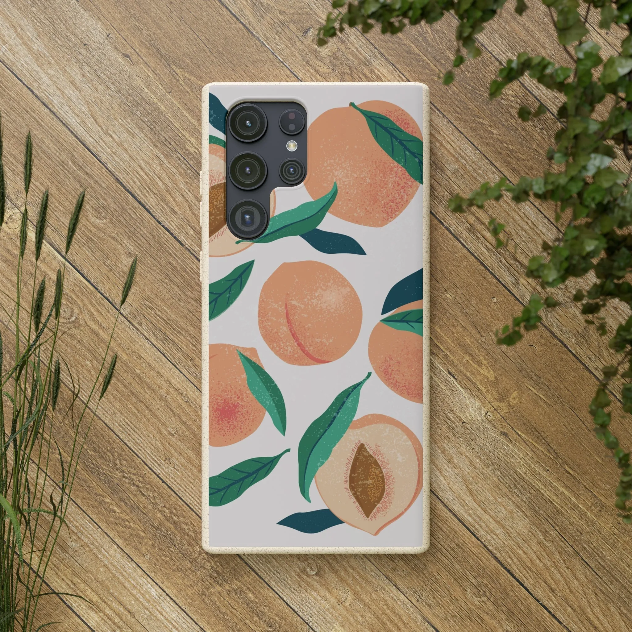 Peaches iPhone 13 12 11 Pro Case, Fruit Compostable Vegan Biodegradable Plant Samsung Galaxy S20 S22 Ultra Eco Friendly Cell Phone