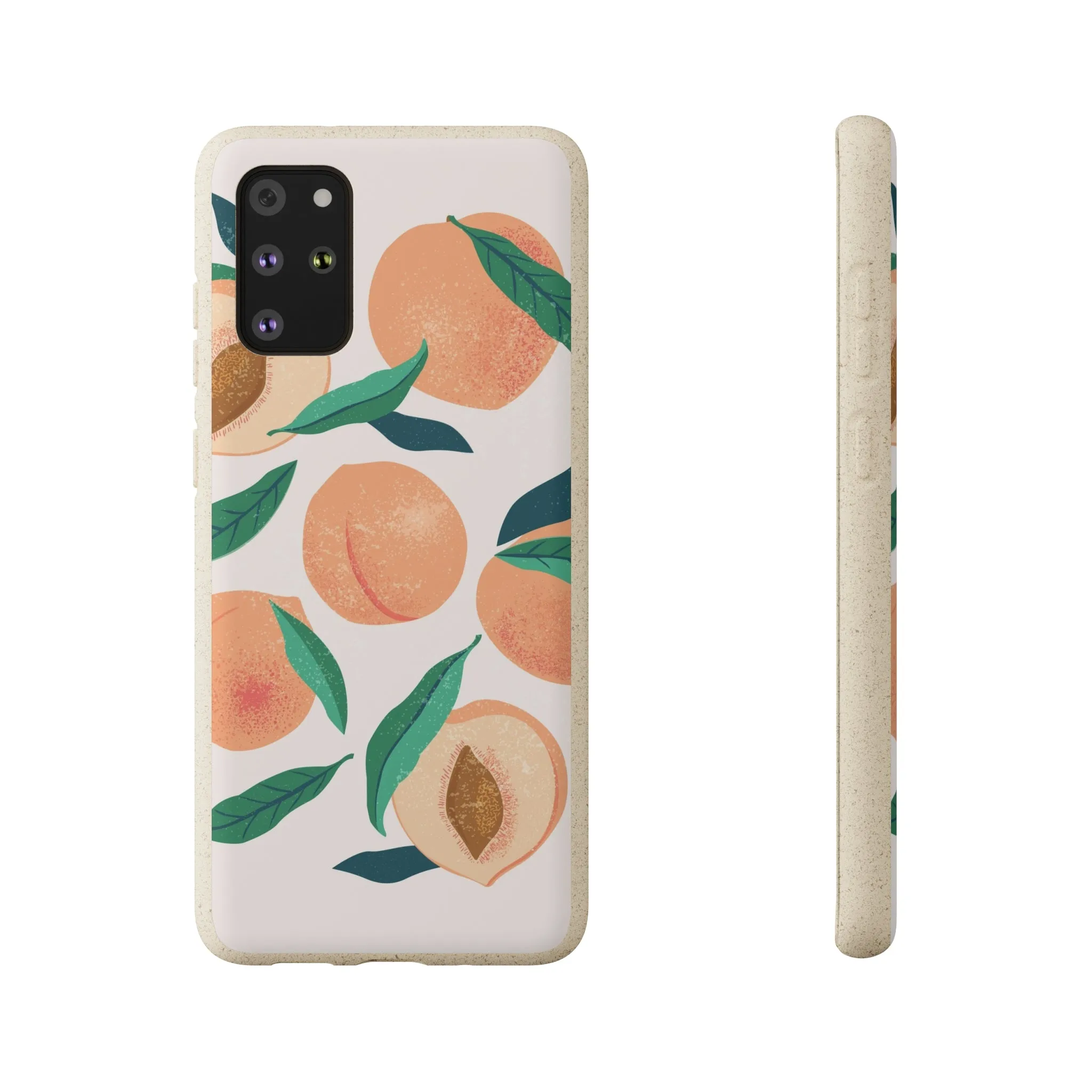 Peaches iPhone 13 12 11 Pro Case, Fruit Compostable Vegan Biodegradable Plant Samsung Galaxy S20 S22 Ultra Eco Friendly Cell Phone