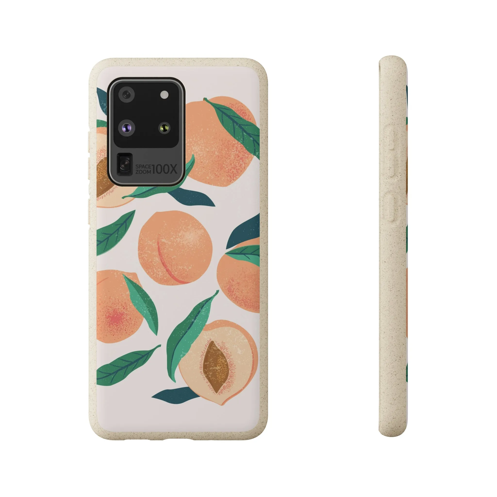 Peaches iPhone 13 12 11 Pro Case, Fruit Compostable Vegan Biodegradable Plant Samsung Galaxy S20 S22 Ultra Eco Friendly Cell Phone