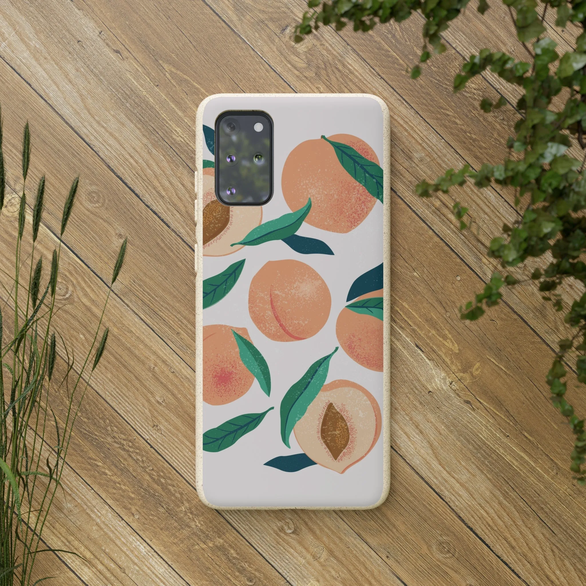 Peaches iPhone 13 12 11 Pro Case, Fruit Compostable Vegan Biodegradable Plant Samsung Galaxy S20 S22 Ultra Eco Friendly Cell Phone