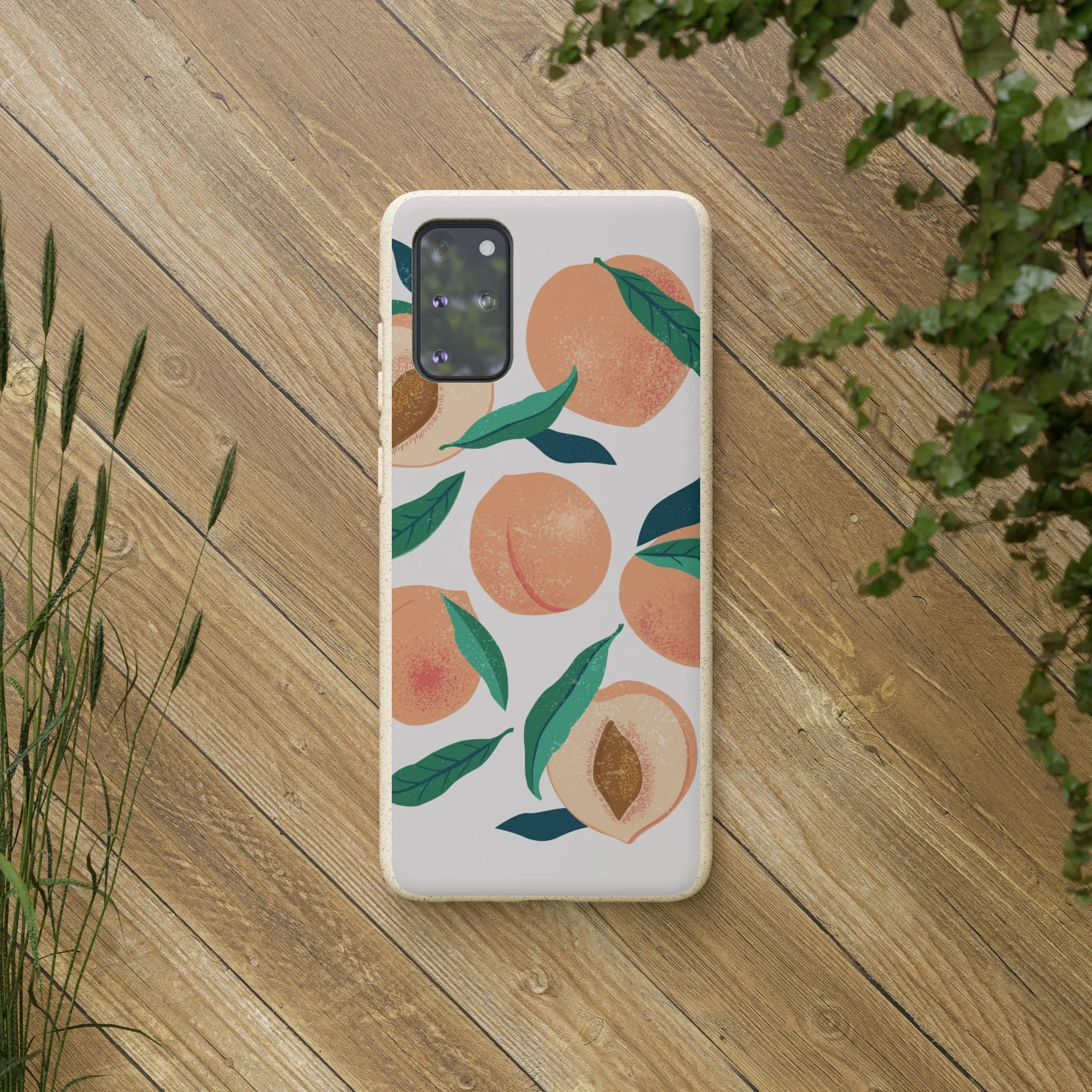 Peaches iPhone 13 12 11 Pro Case, Fruit Compostable Vegan Biodegradable Plant Samsung Galaxy S20 S22 Ultra Eco Friendly Cell Phone