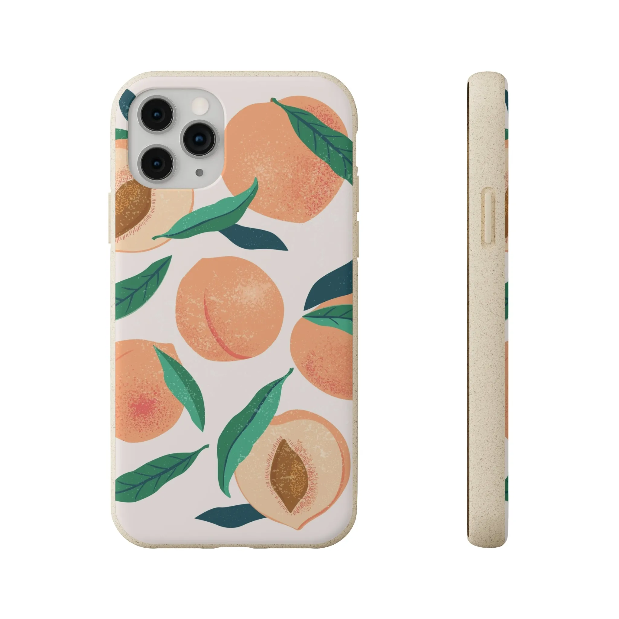 Peaches iPhone 13 12 11 Pro Case, Fruit Compostable Vegan Biodegradable Plant Samsung Galaxy S20 S22 Ultra Eco Friendly Cell Phone