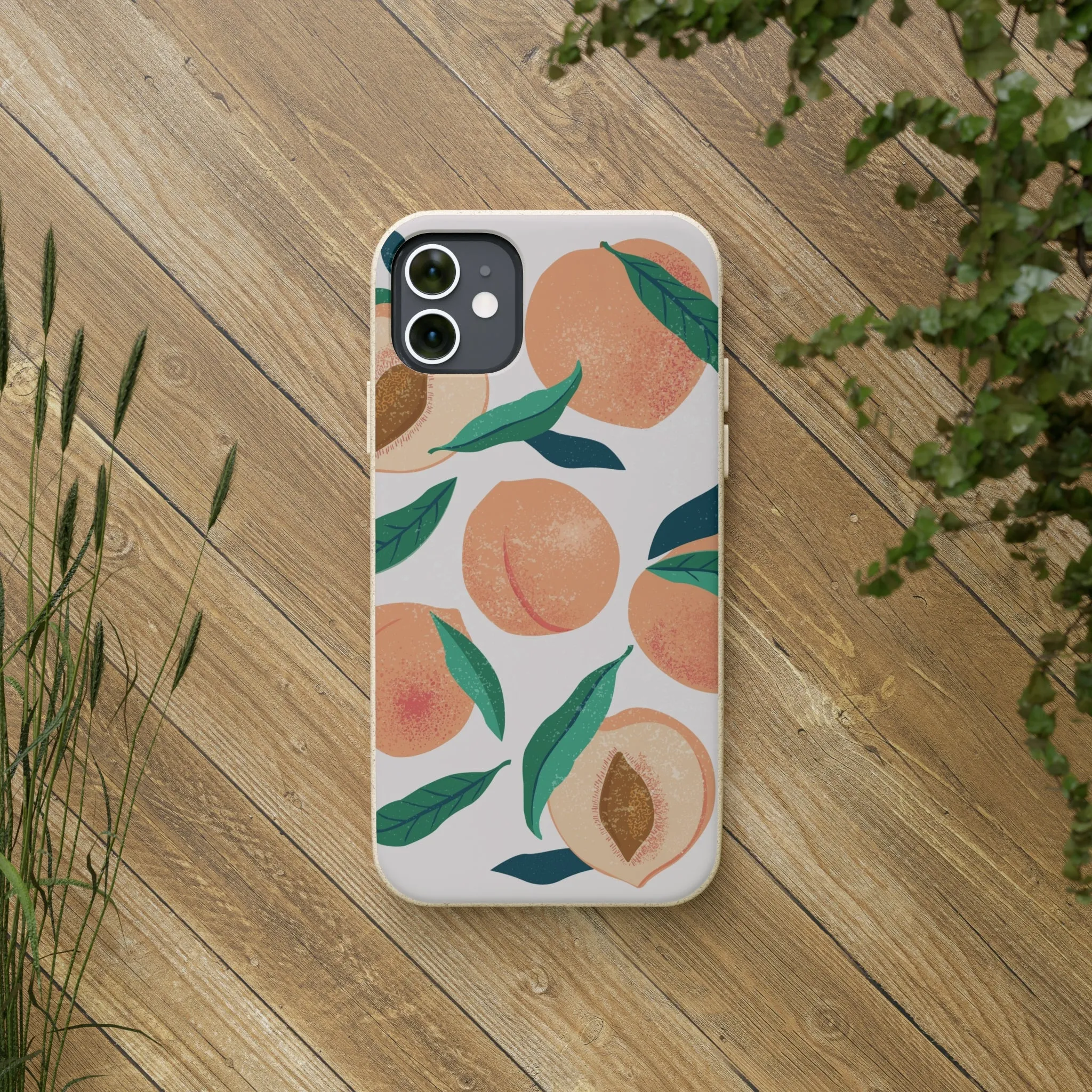 Peaches iPhone 13 12 11 Pro Case, Fruit Compostable Vegan Biodegradable Plant Samsung Galaxy S20 S22 Ultra Eco Friendly Cell Phone