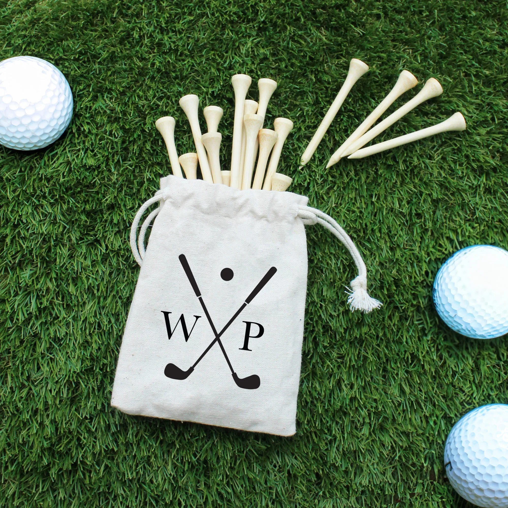 Personalised Golf Tee’s in Drawstring Bag