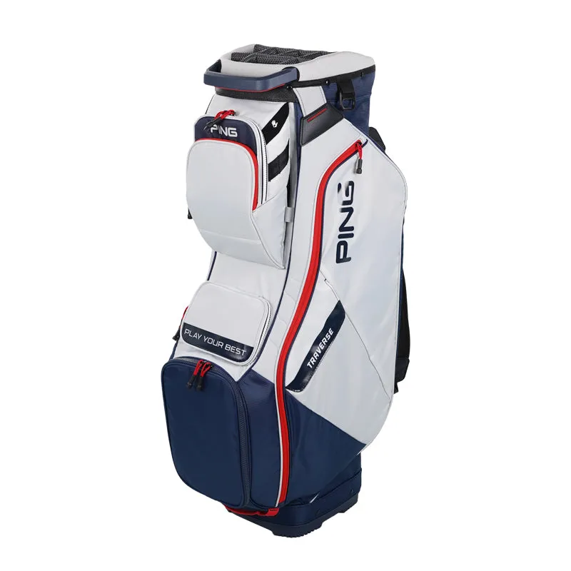 PING Traverse 214 Cart Bag (Platinum/Navy/Red)