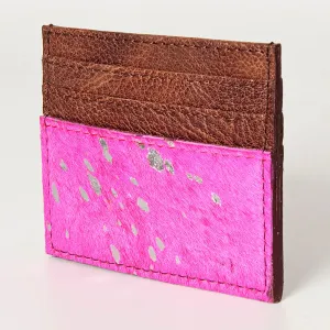 Pink Cowhide Card Holder