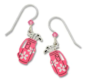 Pink Daisy Golf Bag Earrings, Sienna Sky