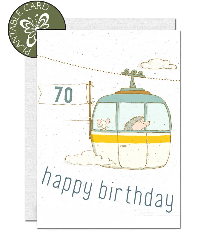 Plantable Birthday Card - 70th - Cable Car