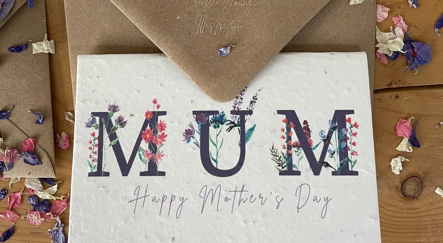 Plantable Mother's Day Cards - MUM -Blue (Free UK Postage - using code 'saffa')