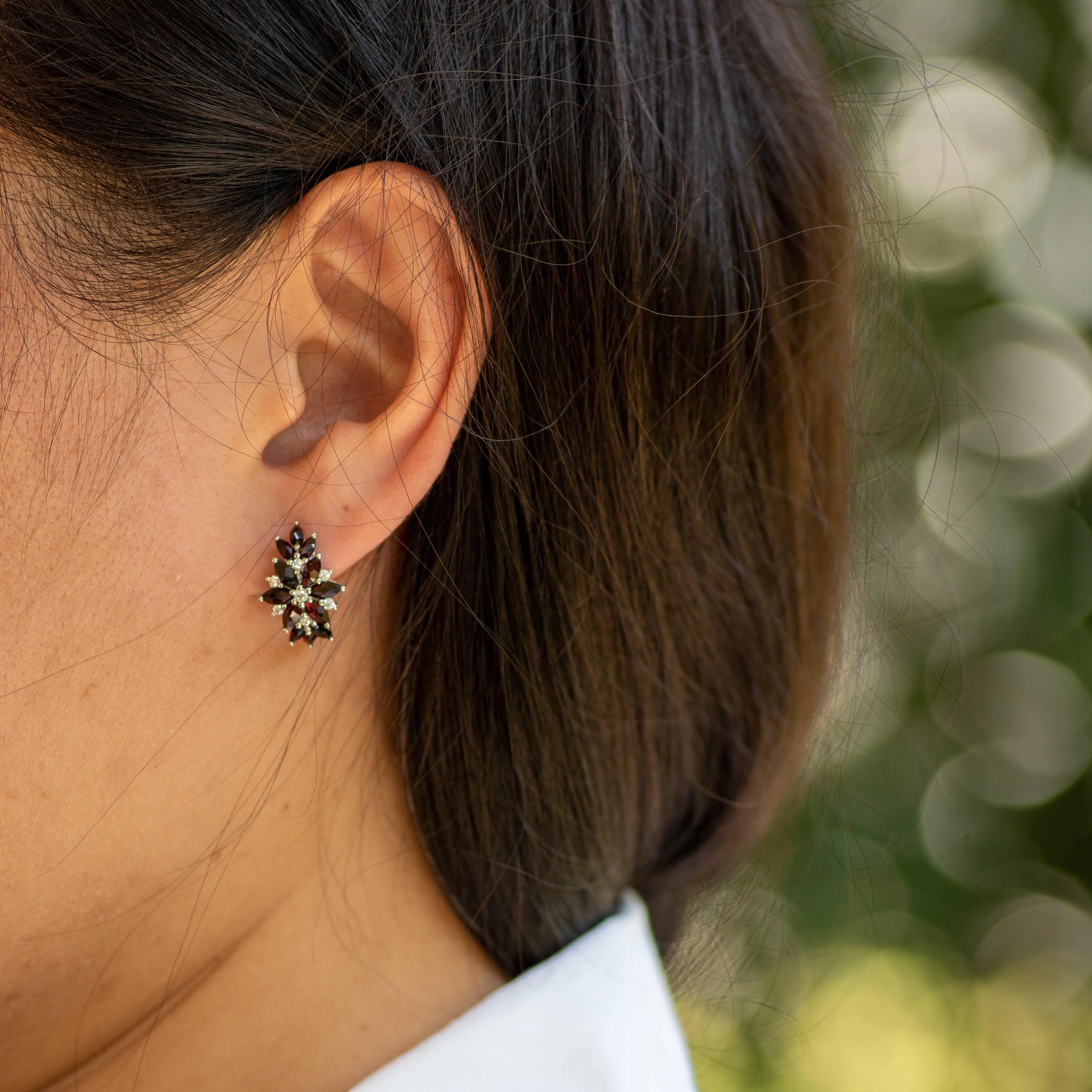 Plum Garnet Earrings in Sterling Silver